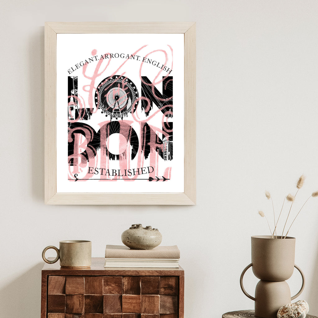 Plakat Londyn Typografia Na Białym Tle Rama Aluminiowa Kolor Czarny