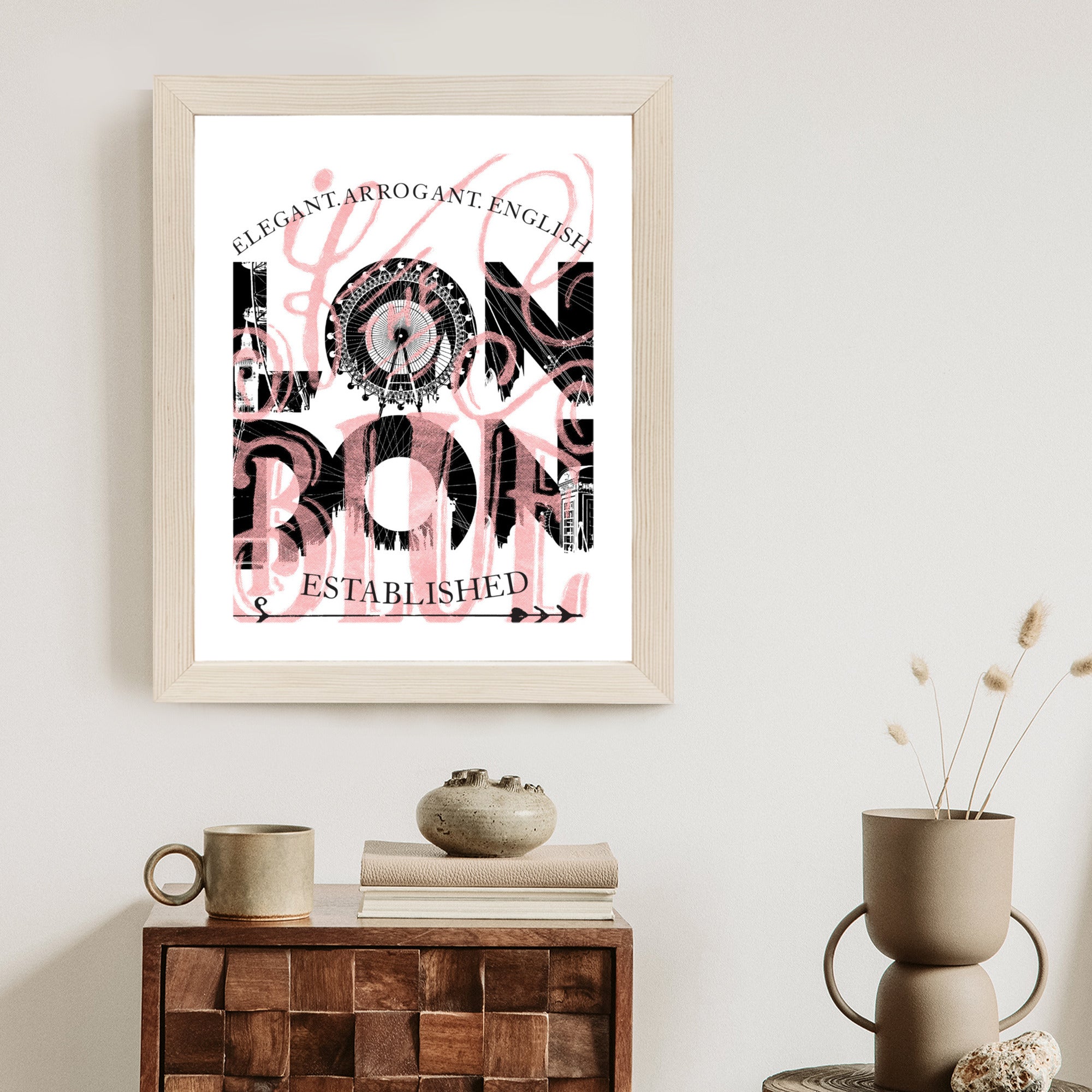 Plakat Londyn Typografia Na Białym Tle Rama Aluminiowa Kolor Czarny