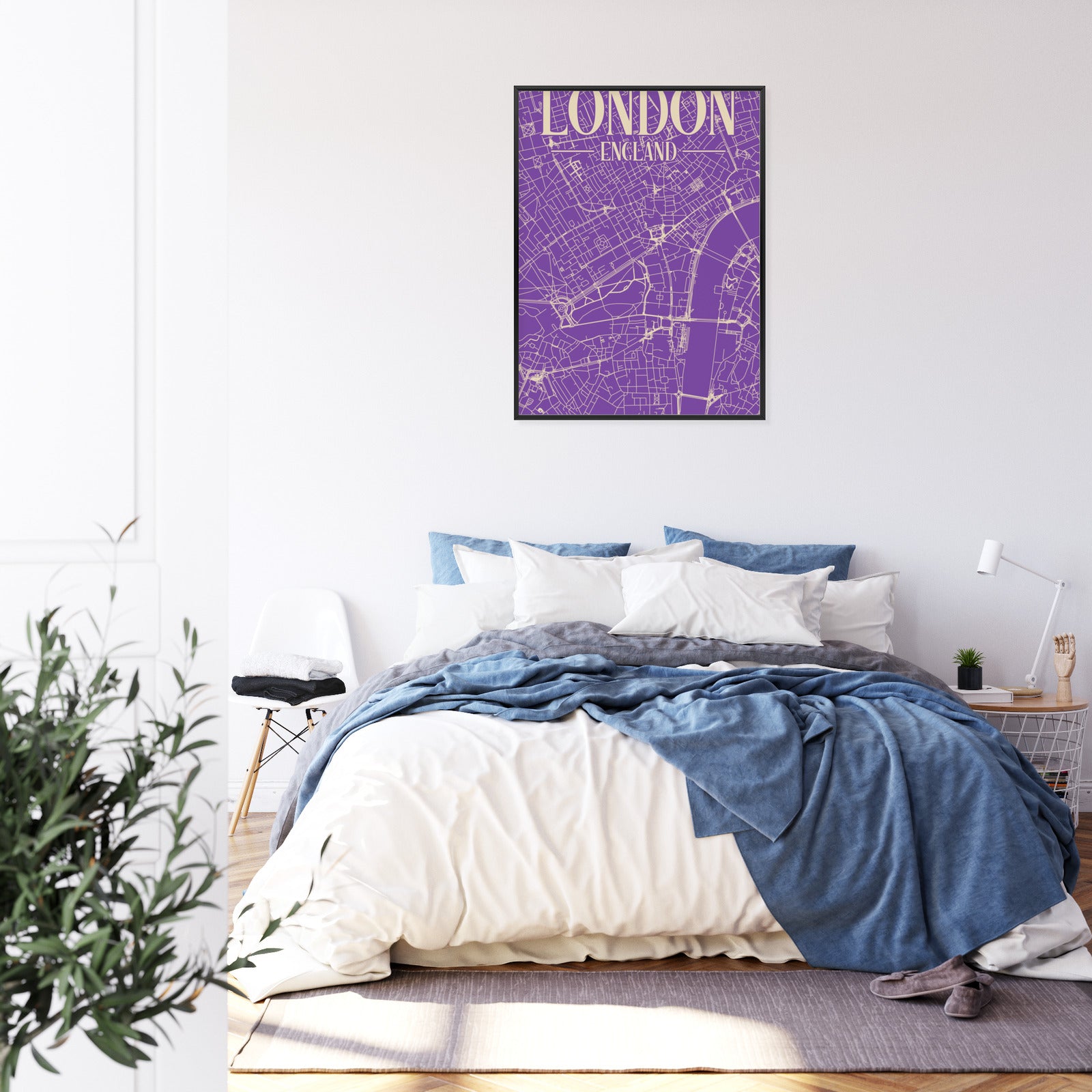 Plakat Centrum Londynu Na Fioletowej Mapie Rama Aluminiowa Kolor Czarny