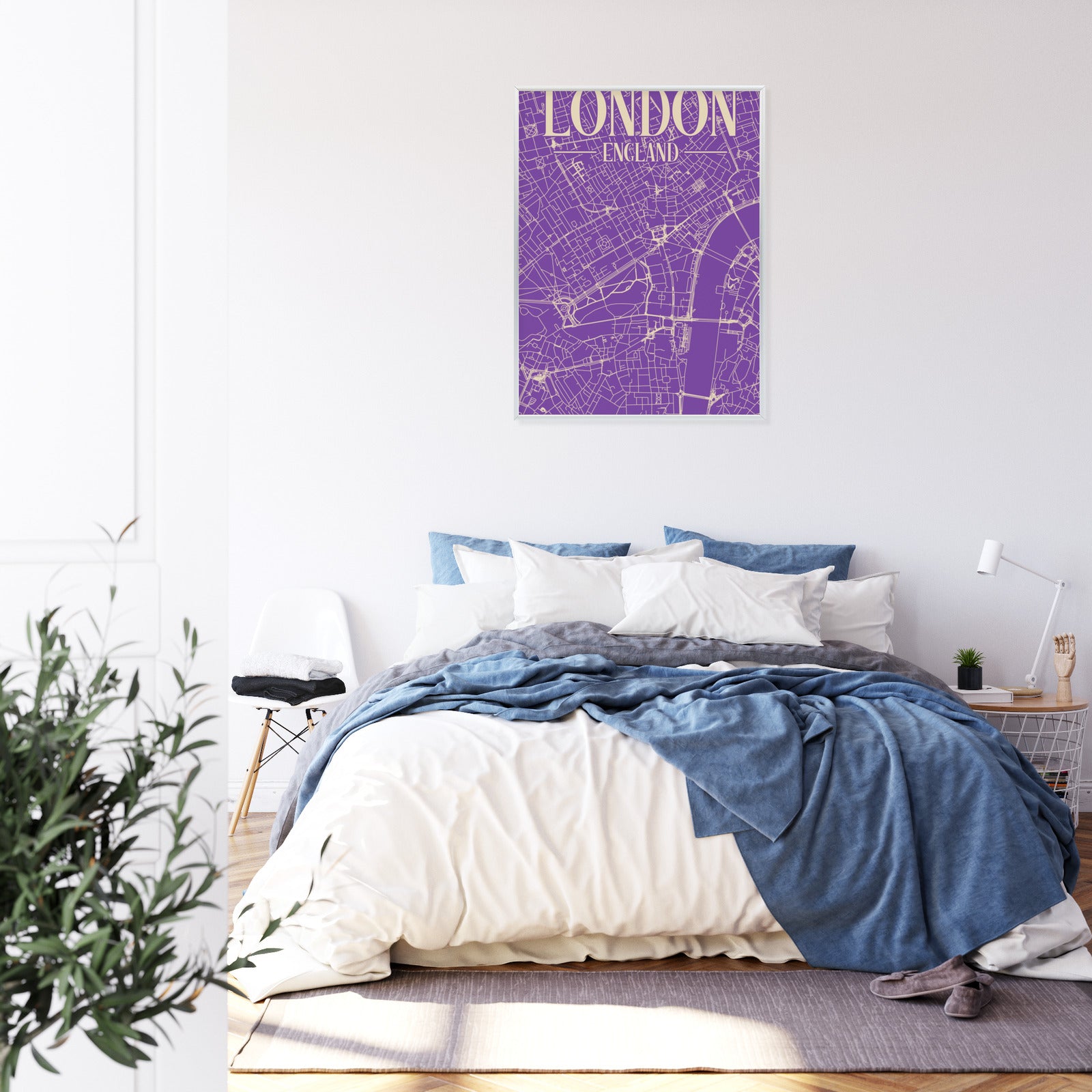 Plakat Centrum Londynu Na Fioletowej Mapie Rama Aluminiowa Kolor Czarny