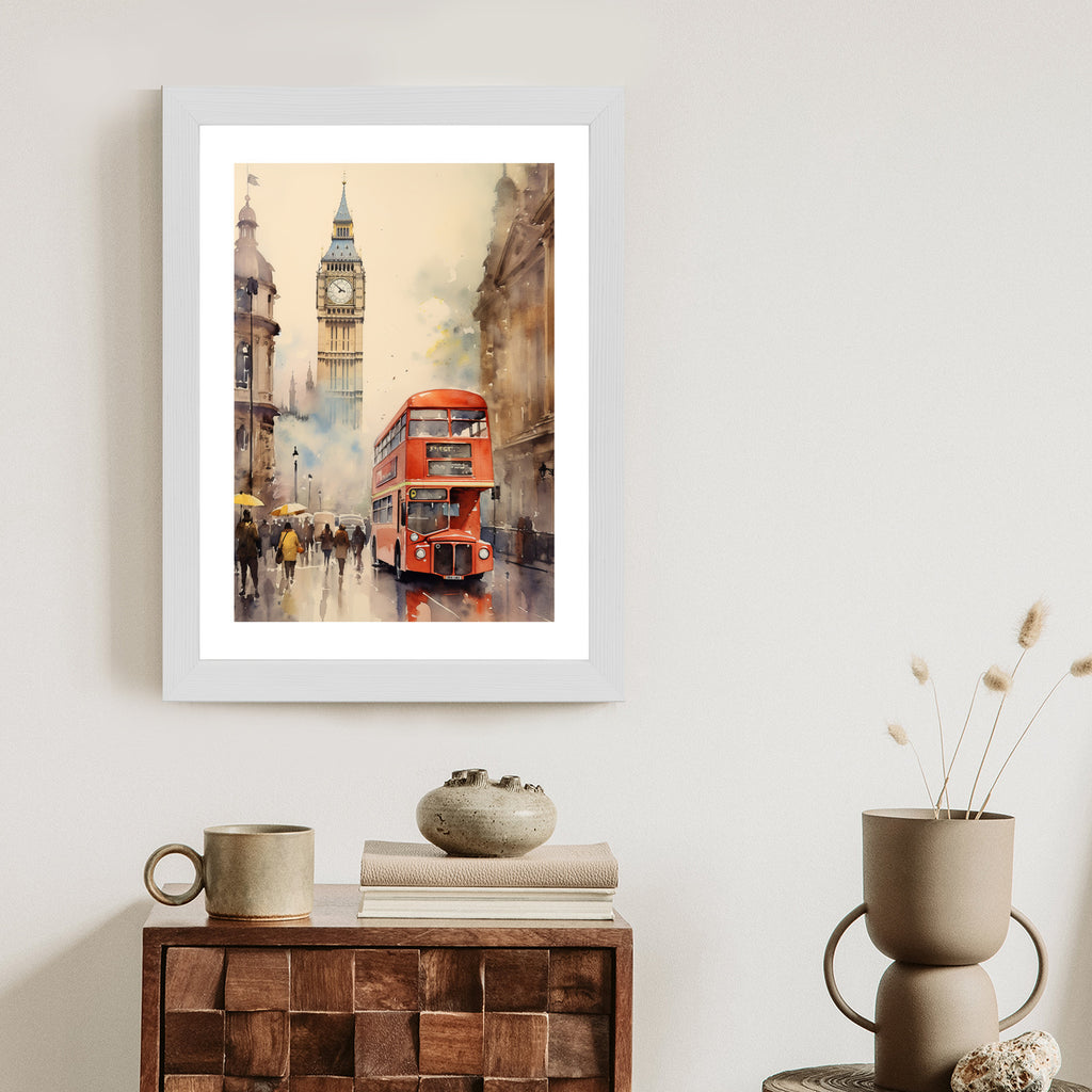 Plakat Czerwony Autobus I Big Ben W Londynie Akwarela Rama Aluminiowa Kolor Czarny