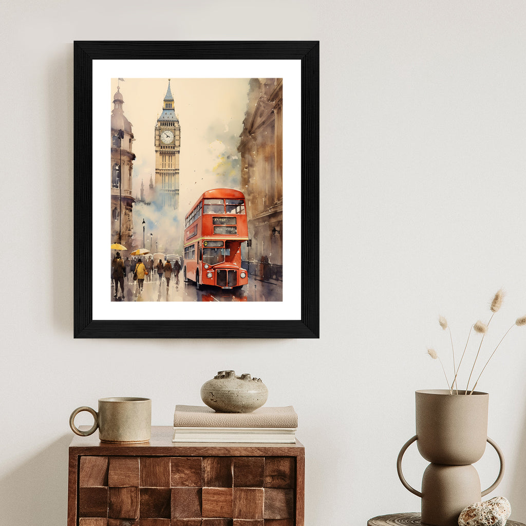 Plakat Czerwony Autobus I Big Ben W Londynie Akwarela Rama Aluminiowa Kolor Czarny
