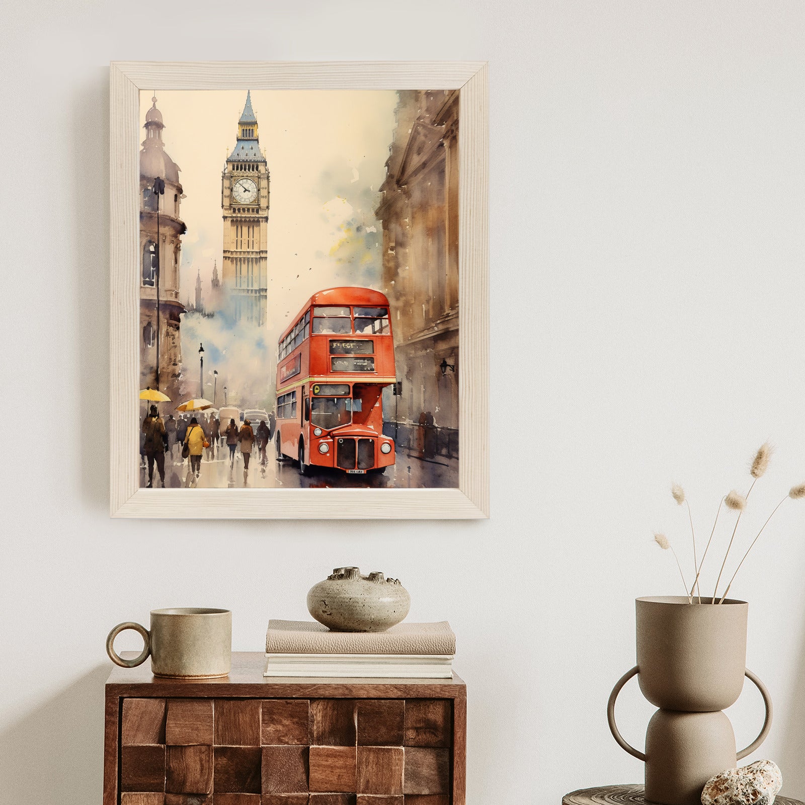 Plakat Czerwony Autobus I Big Ben W Londynie Akwarela Rama Aluminiowa Kolor Czarny