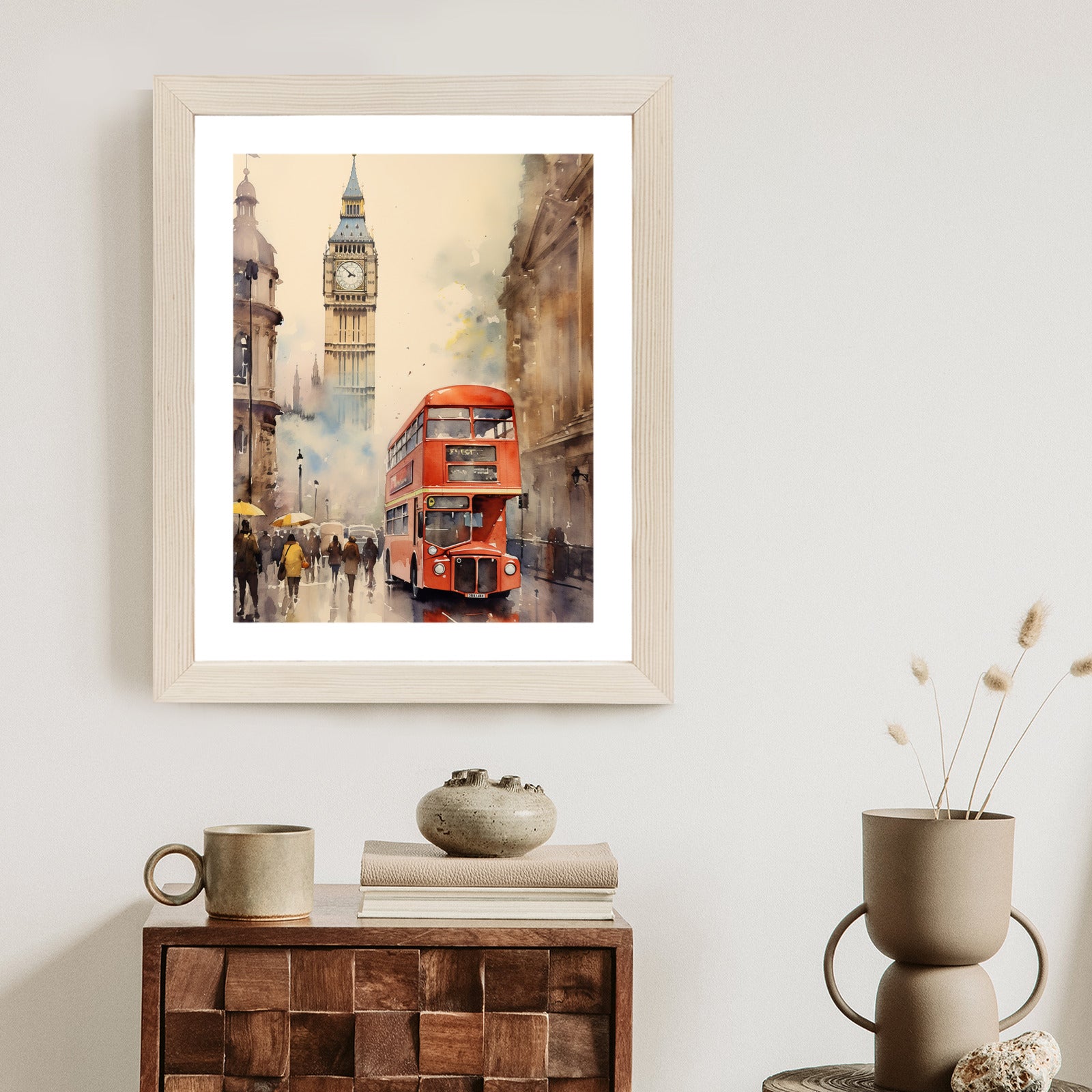 Plakat Czerwony Autobus I Big Ben W Londynie Akwarela Rama Aluminiowa Kolor Czarny
