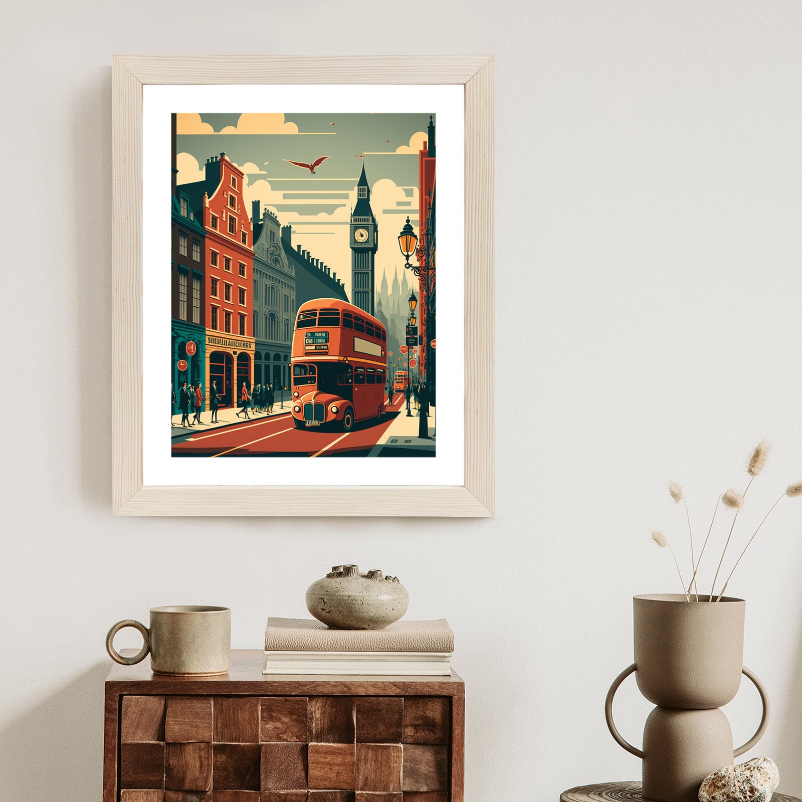 Plakat Londyński Autobus Na Ulicy Miasta Rama Aluminiowa Kolor Czarny