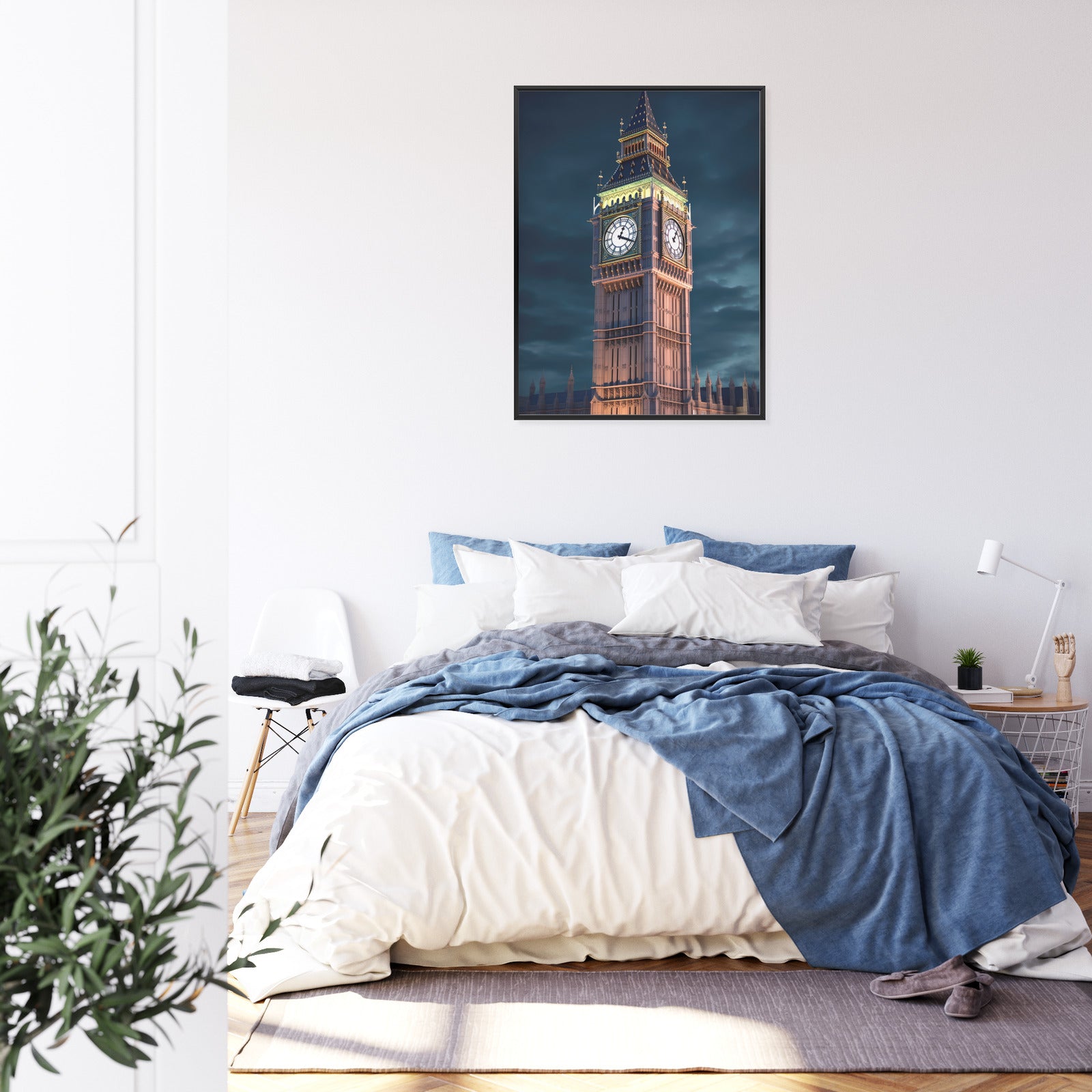 Plakat Londyński Big Ben Nocą Rama Aluminiowa Kolor Czarny