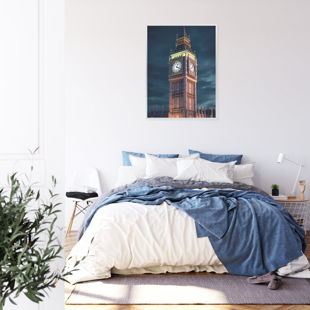 Plakat Londyński Big Ben Nocą Rama Aluminiowa Kolor Czarny