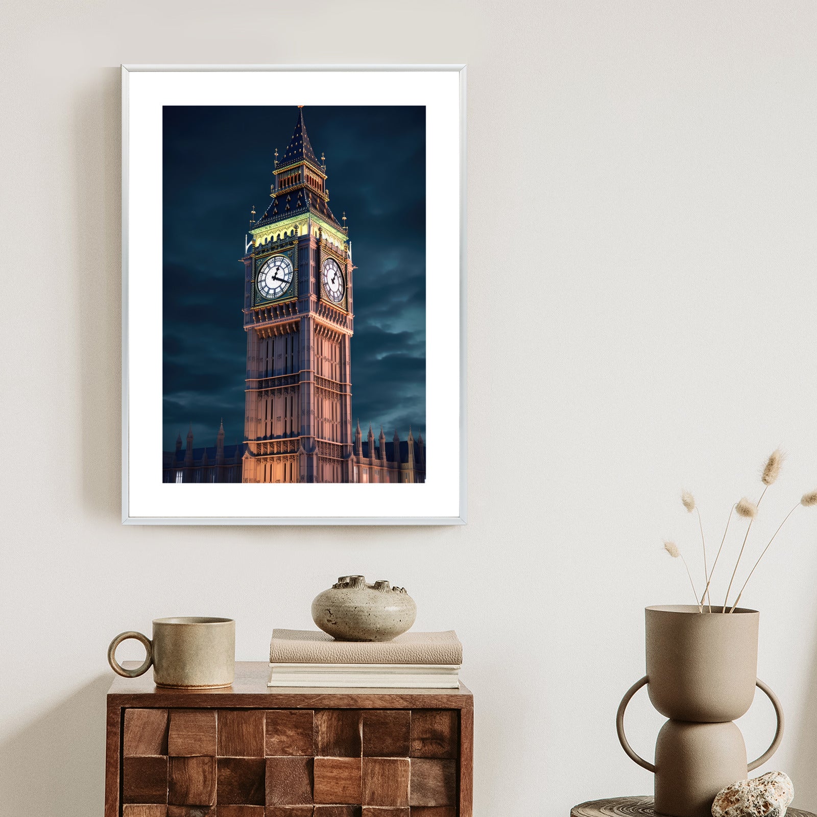 Plakat Londyński Big Ben Nocą Rama Aluminiowa Kolor Czarny
