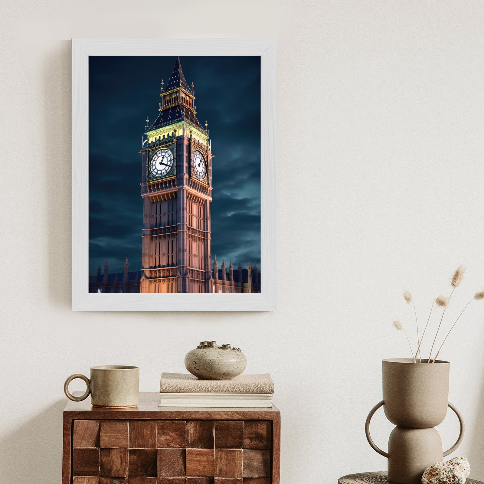 Plakat Londyński Big Ben Nocą Rama Aluminiowa Kolor Czarny