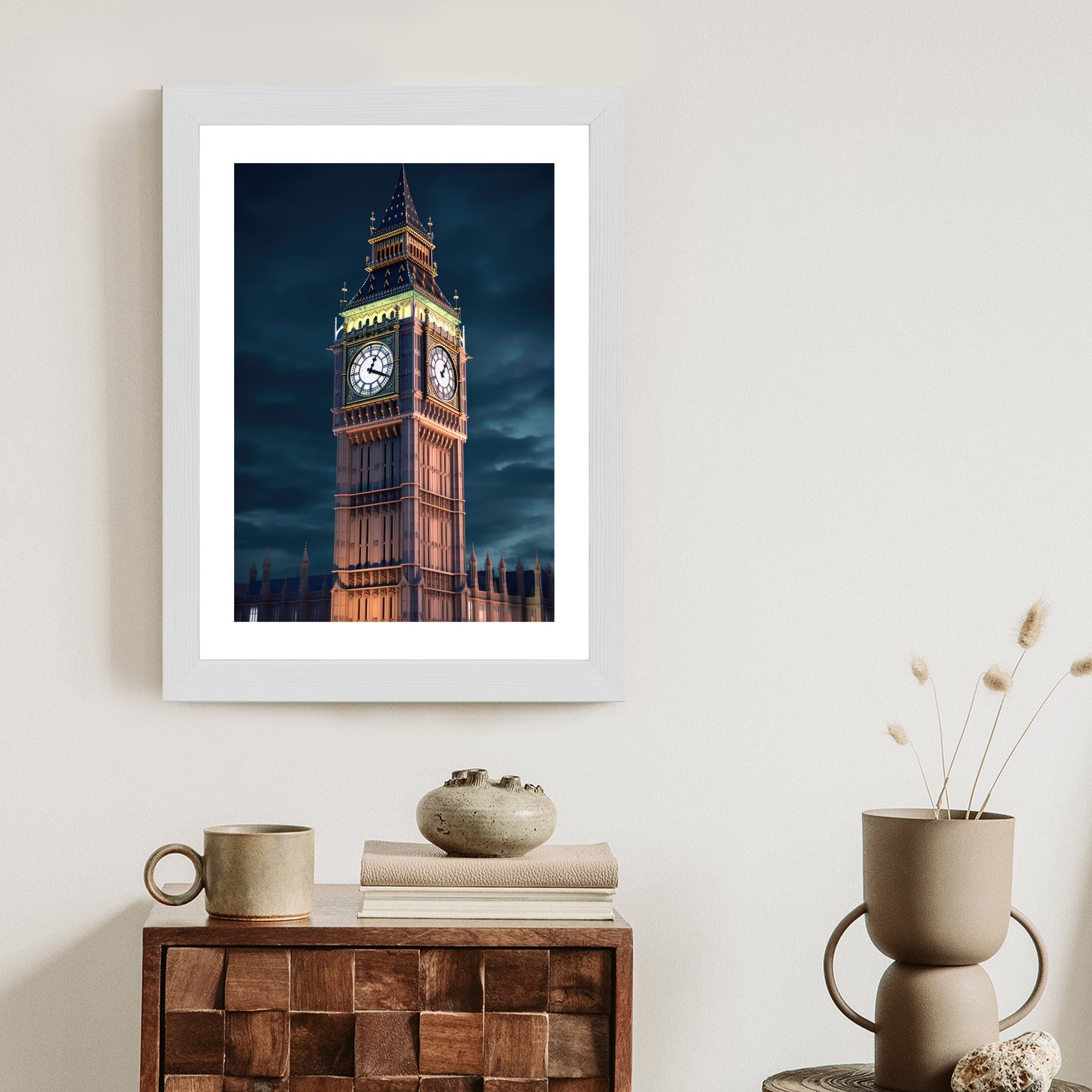 Plakat Londyński Big Ben Nocą Rama Aluminiowa Kolor Czarny