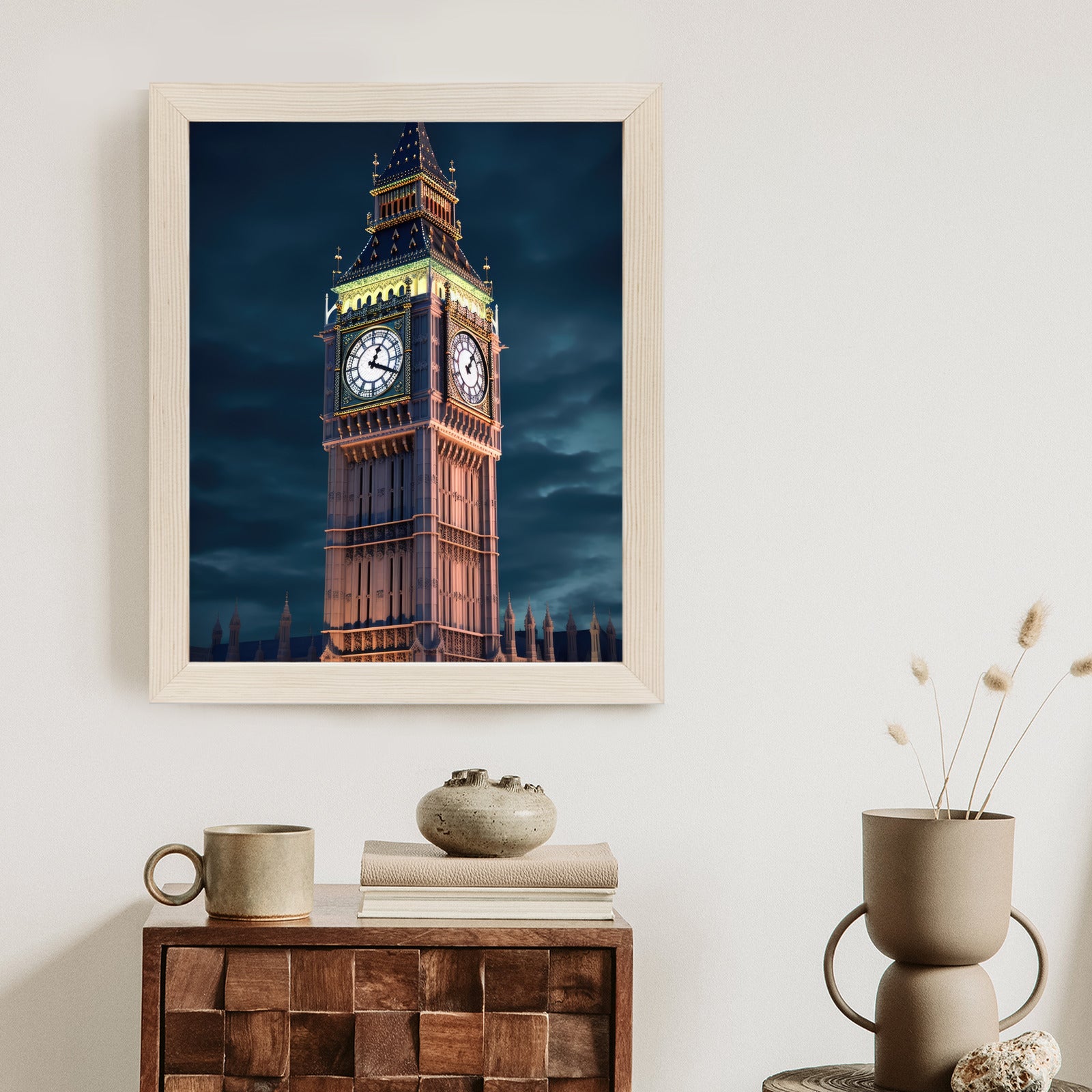 Plakat Londyński Big Ben Nocą Rama Aluminiowa Kolor Czarny