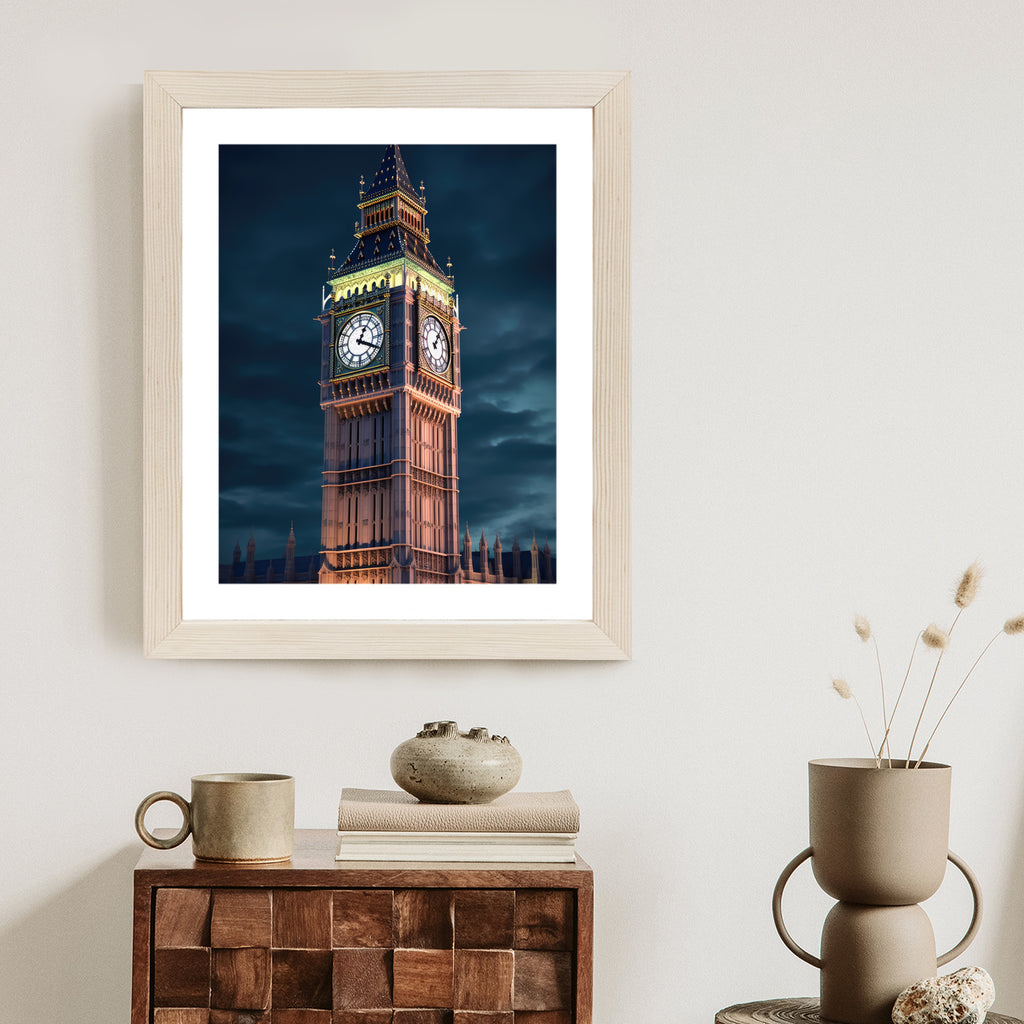 Plakat Londyński Big Ben Nocą Rama Aluminiowa Kolor Czarny