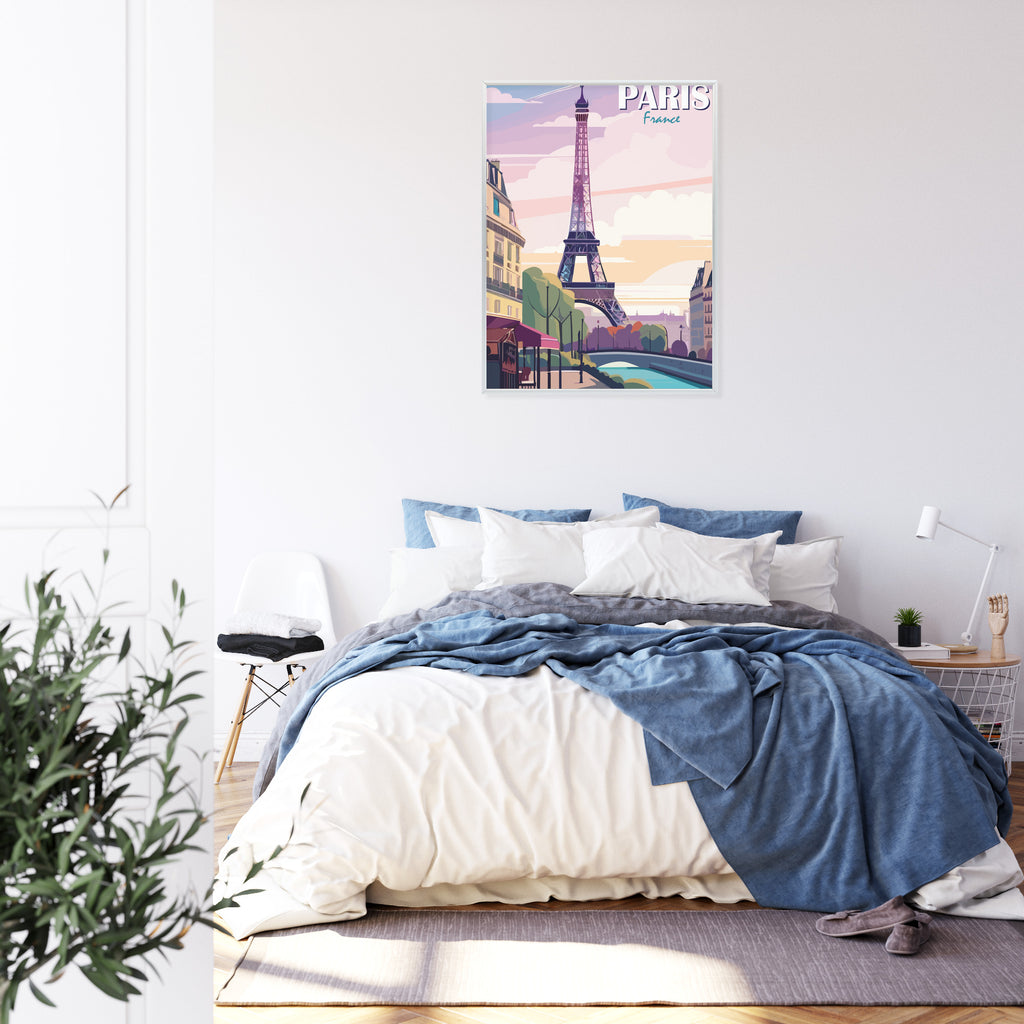 Plakat Paryż Wieża Eiffla Nad Sekwaną Rama Aluminiowa Kolor Czarny