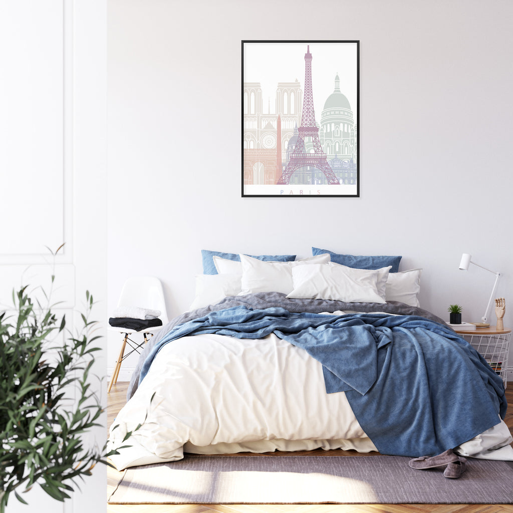 Plakat Paryż - Grafika Pastelowa Rama Aluminiowa Kolor Czarny