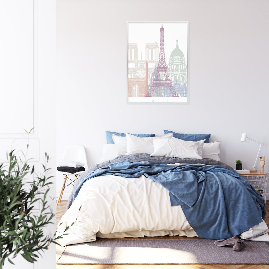Plakat Paryż - Grafika Pastelowa Rama Aluminiowa Kolor Czarny