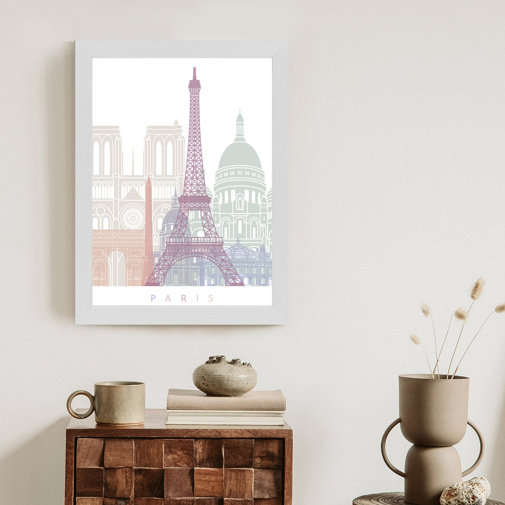 Plakat Paryż - Grafika Pastelowa Rama Aluminiowa Kolor Czarny