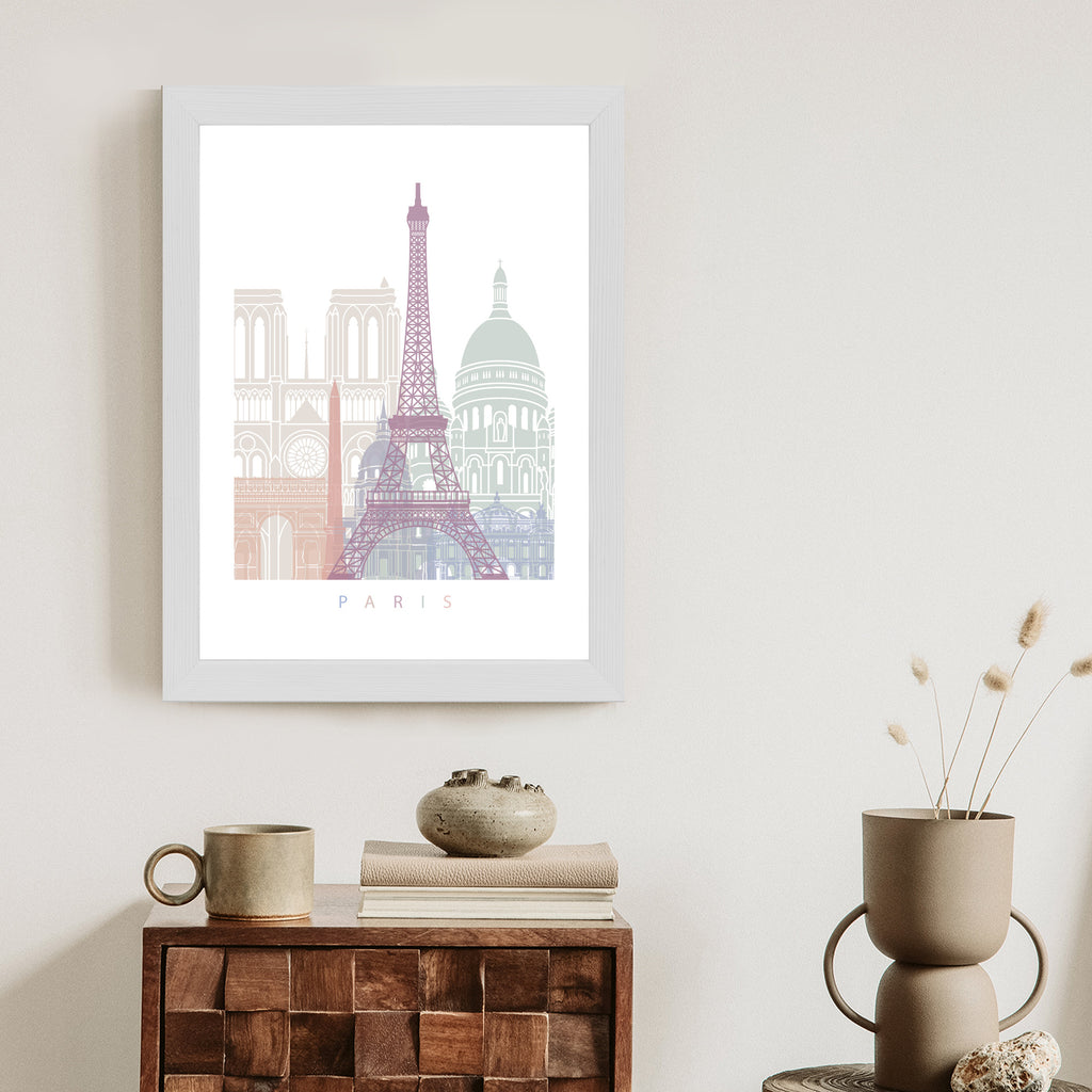 Plakat Paryż - Grafika Pastelowa Rama Aluminiowa Kolor Czarny