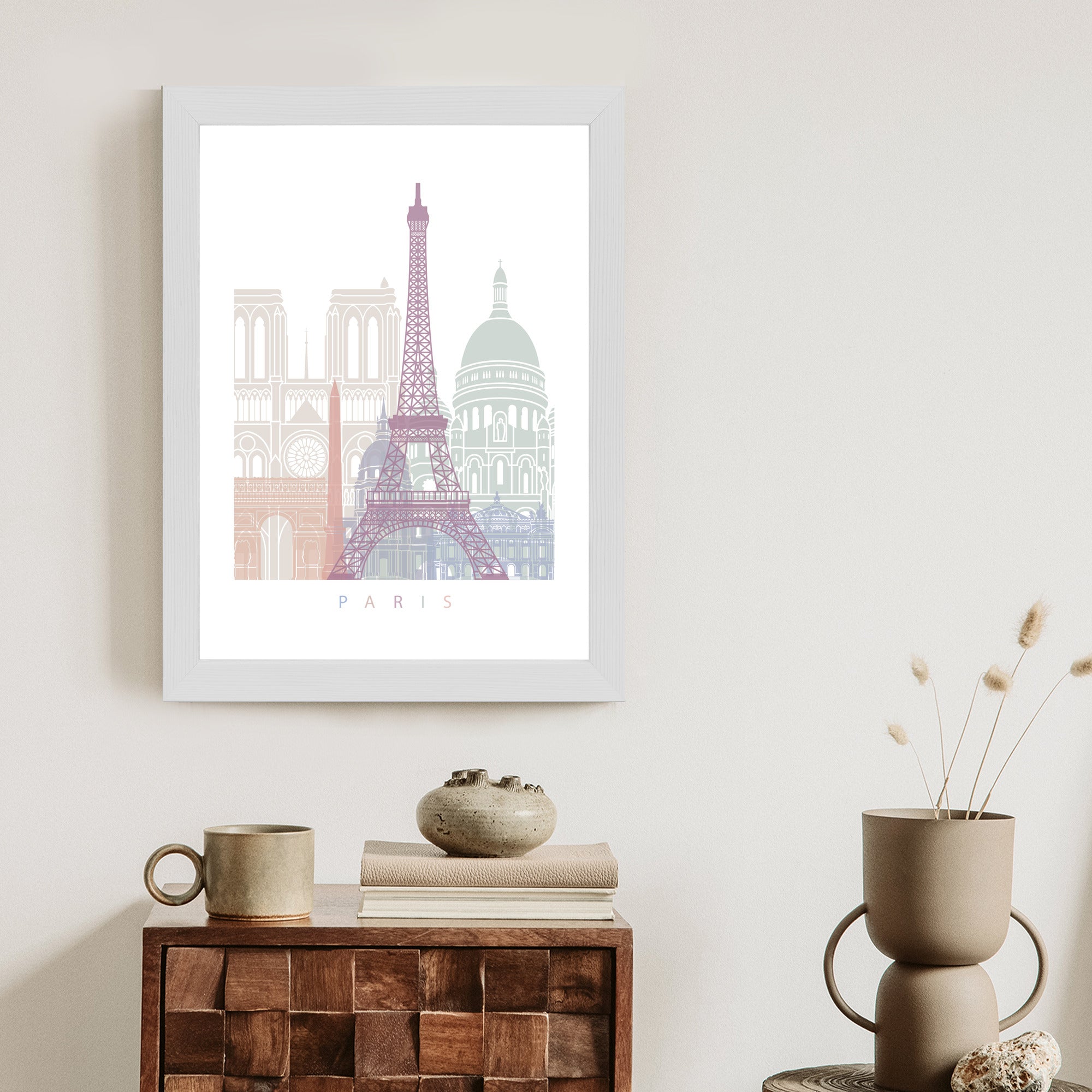 Plakat Paryż - Grafika Pastelowa Rama Aluminiowa Kolor Czarny