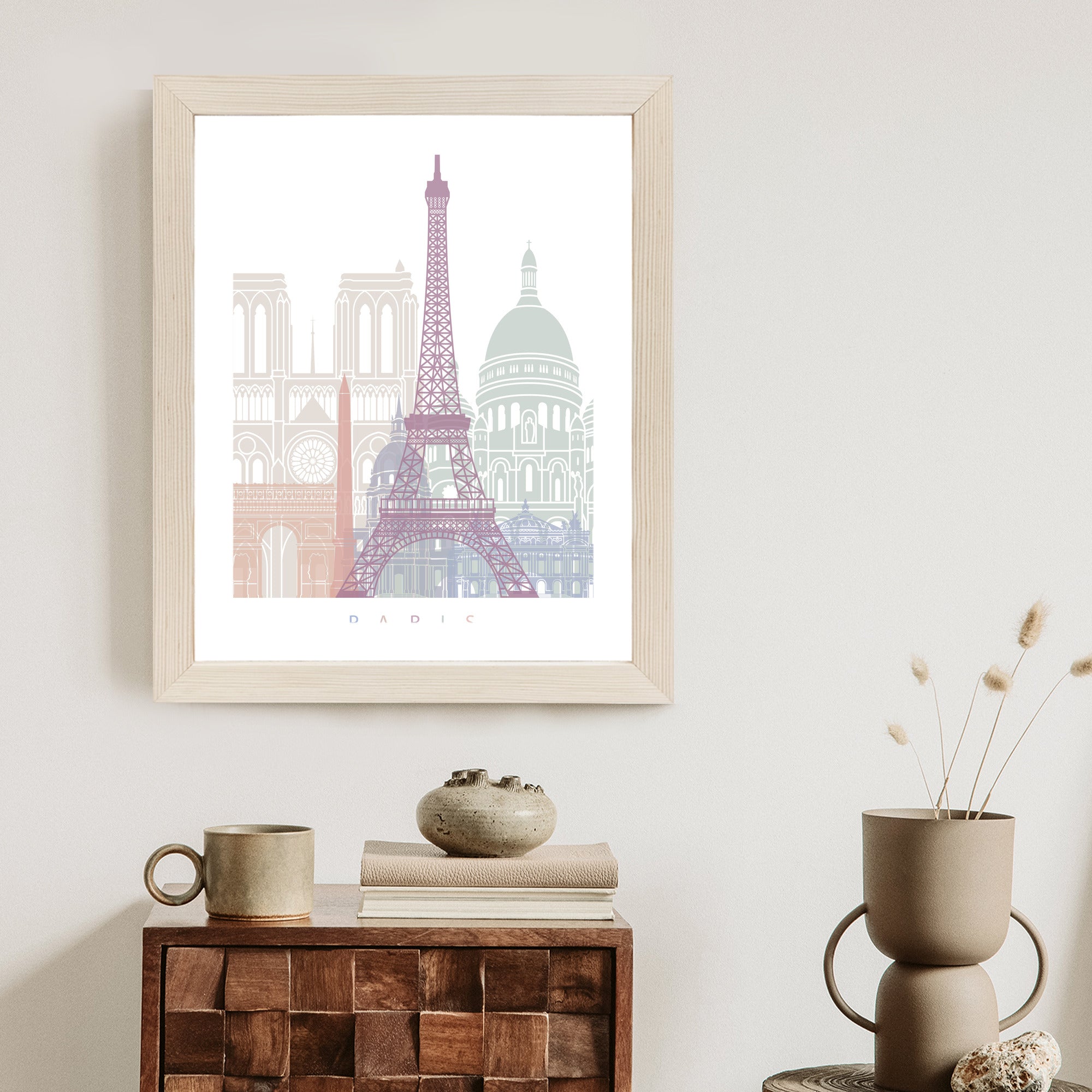 Plakat Paryż - Grafika Pastelowa Rama Aluminiowa Kolor Czarny