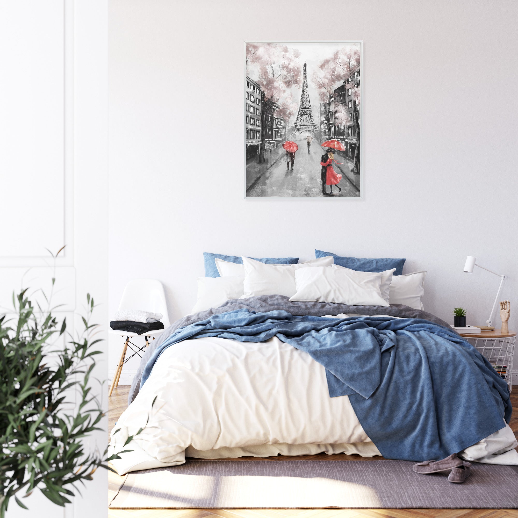 Plakat Spacer Po Polach Elizejskich W Deszczowy Dzień Rama Aluminiowa Kolor Czarny