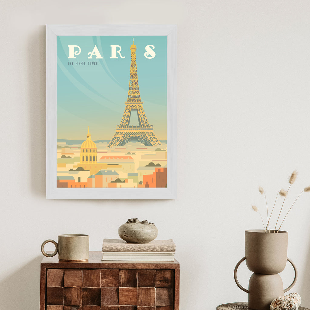 Plakat Wieża Eiffla Ponad Domami Paryża Rama Aluminiowa Kolor Czarny