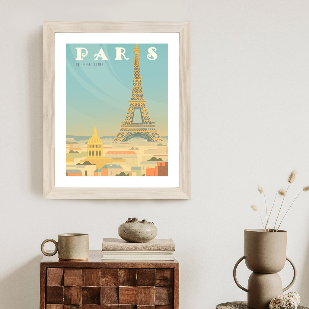 Plakat Wieża Eiffla Ponad Domami Paryża Rama Aluminiowa Kolor Czarny