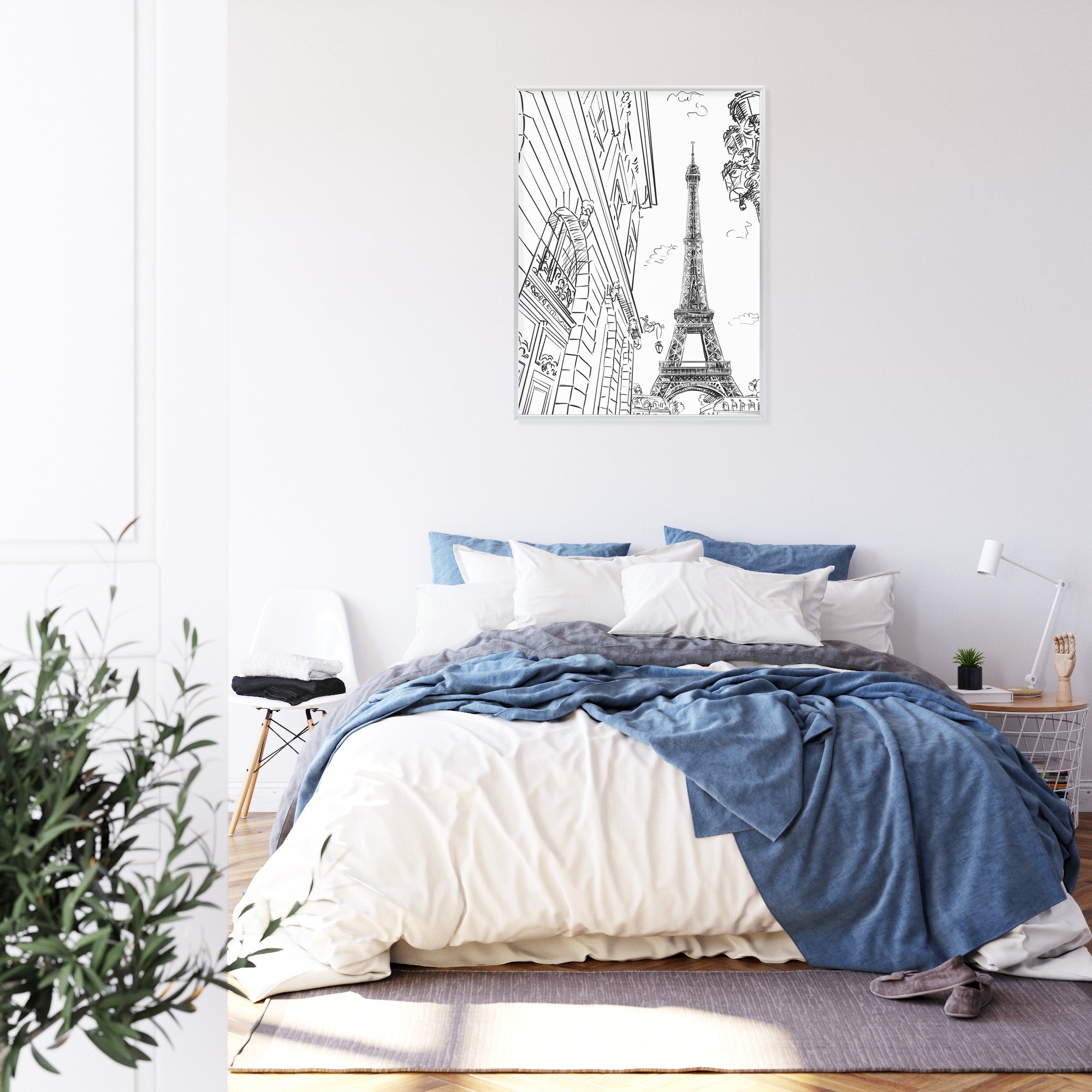 Plakat Ulice Paryża - Szkic Rama Aluminiowa Kolor Czarny