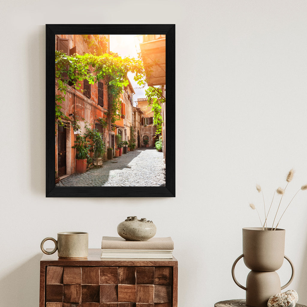 Plakat Klimatyczna Uliczka W Trastevere Rama Aluminiowa Kolor Czarny