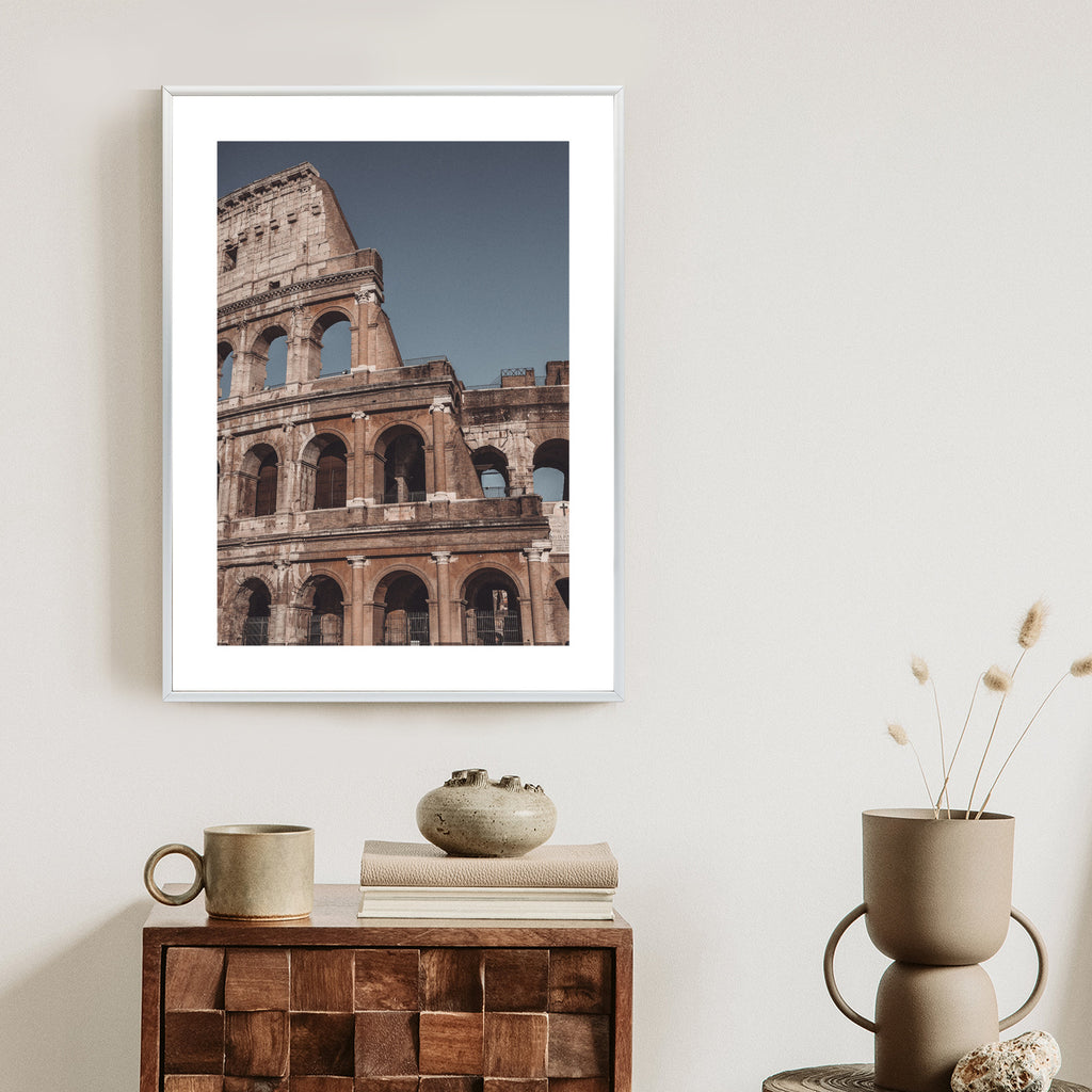 Plakat Architektura Koloseum Na Tle Błękitnego Nieba Rama Aluminiowa Kolor Czarny