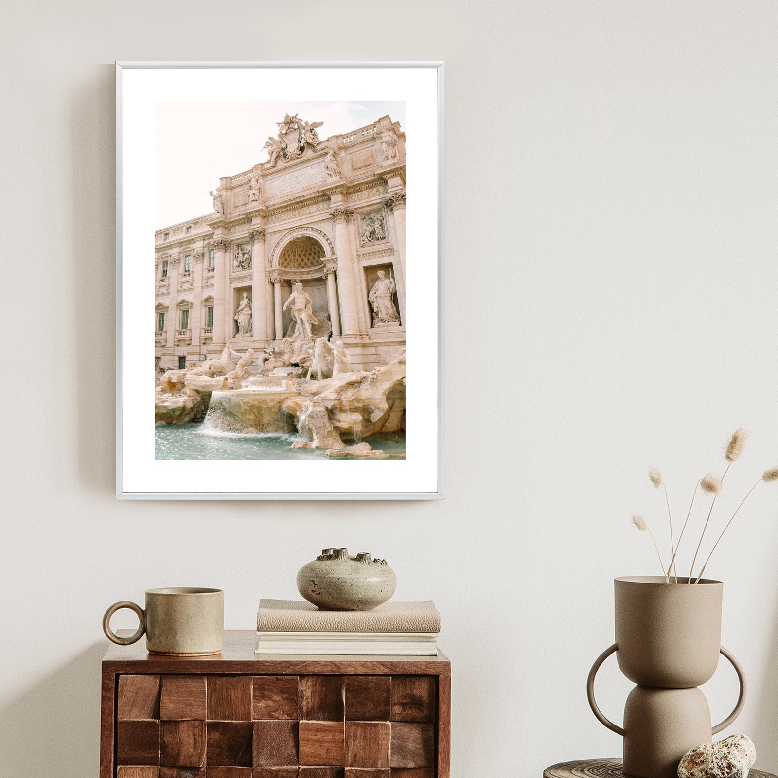 Plakat Fontanna Di Trevi Z Rzeźbami Rama Aluminiowa Kolor Czarny