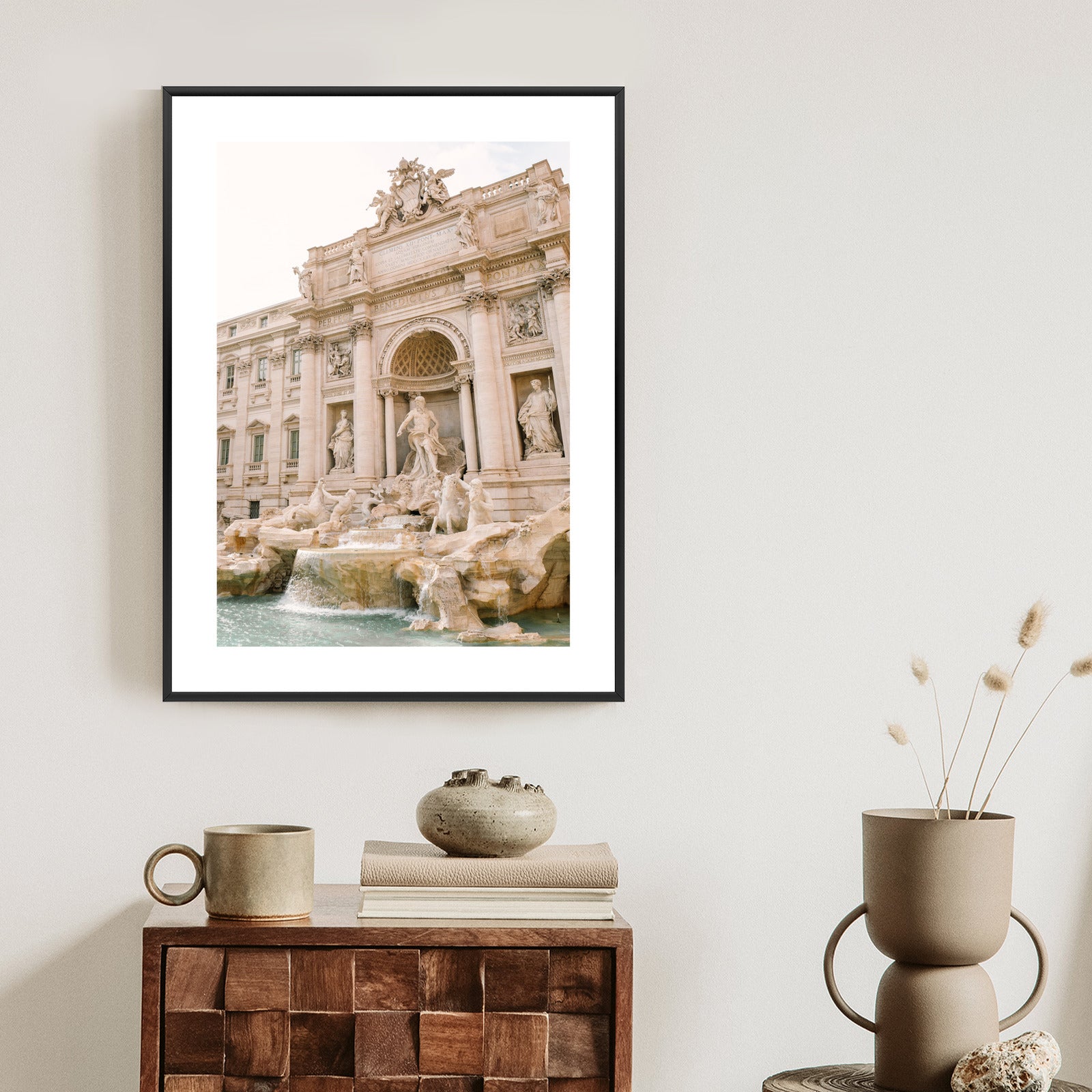 Plakat Fontanna Di Trevi Z Rzeźbami Rama Aluminiowa Kolor Czarny