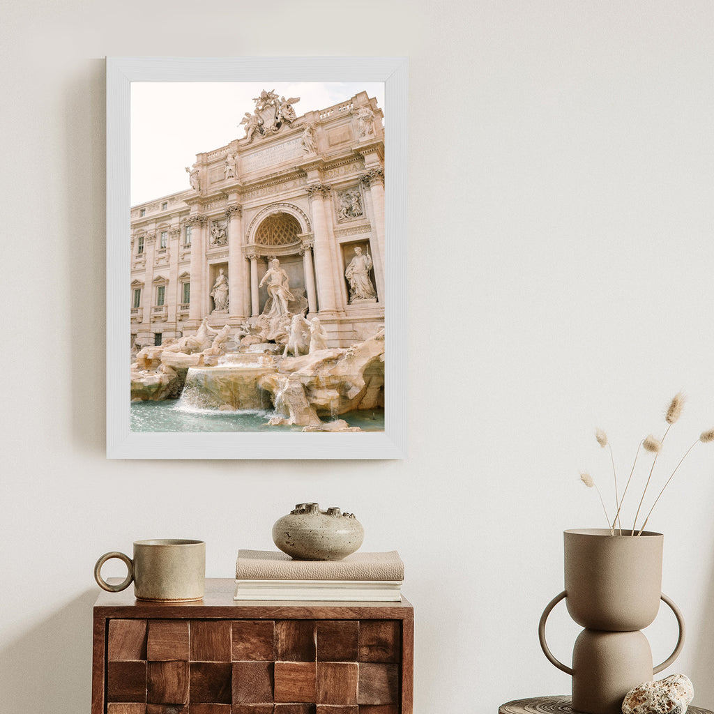 Plakat Fontanna Di Trevi Z Rzeźbami Rama Aluminiowa Kolor Czarny