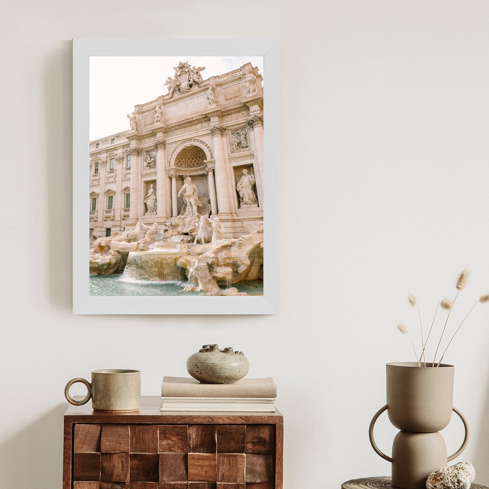 Plakat Fontanna Di Trevi Z Rzeźbami Rama Aluminiowa Kolor Czarny