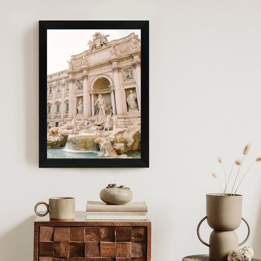 Plakat Fontanna Di Trevi Z Rzeźbami Rama Aluminiowa Kolor Czarny