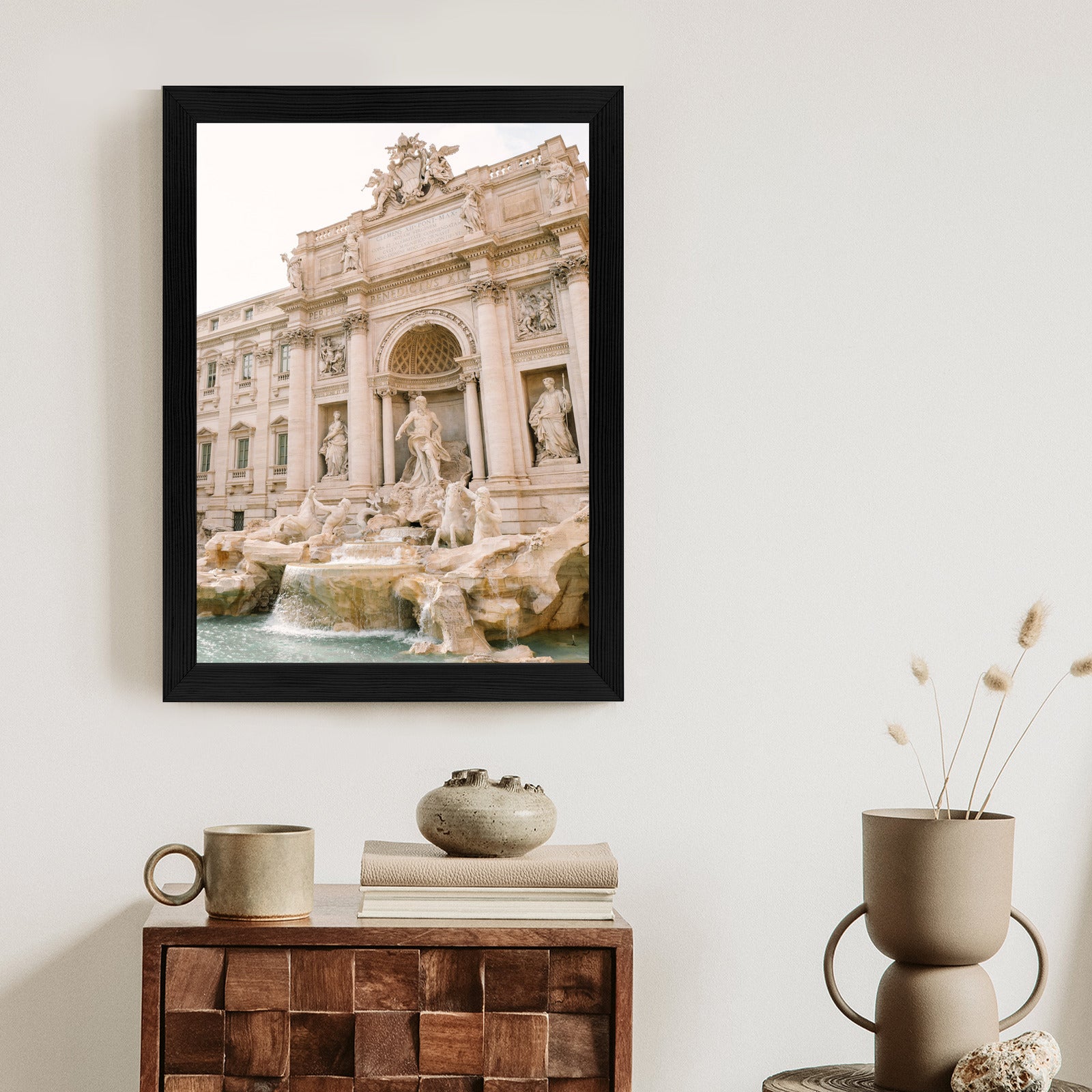 Plakat Fontanna Di Trevi Z Rzeźbami Rama Aluminiowa Kolor Czarny
