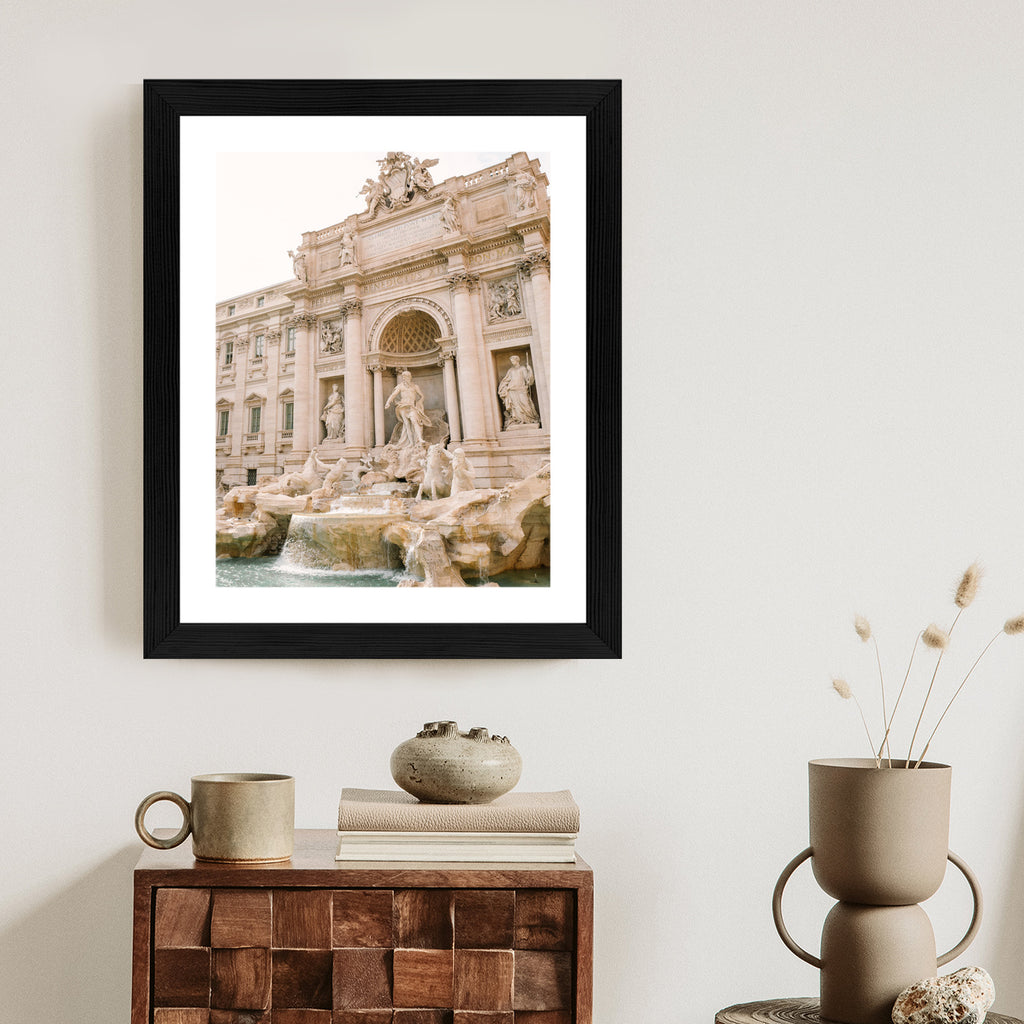 Plakat Fontanna Di Trevi Z Rzeźbami Rama Aluminiowa Kolor Czarny