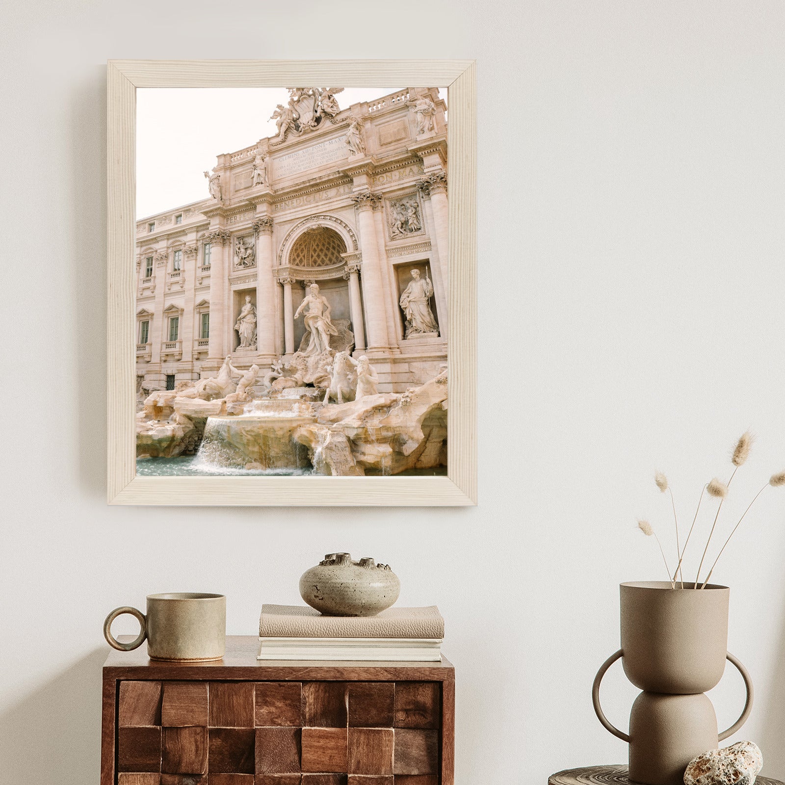 Plakat Fontanna Di Trevi Z Rzeźbami Rama Aluminiowa Kolor Czarny