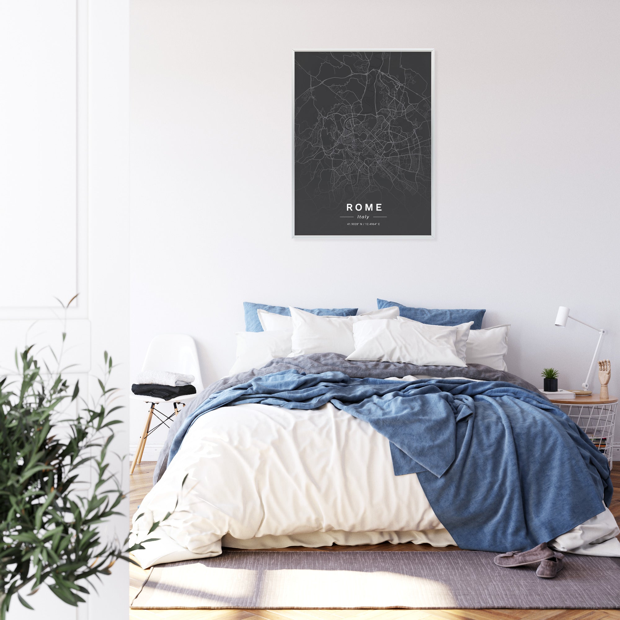 Plakat Mapa Rzymu W Minimalistycznym Stylu Rama Aluminiowa Kolor Czarny