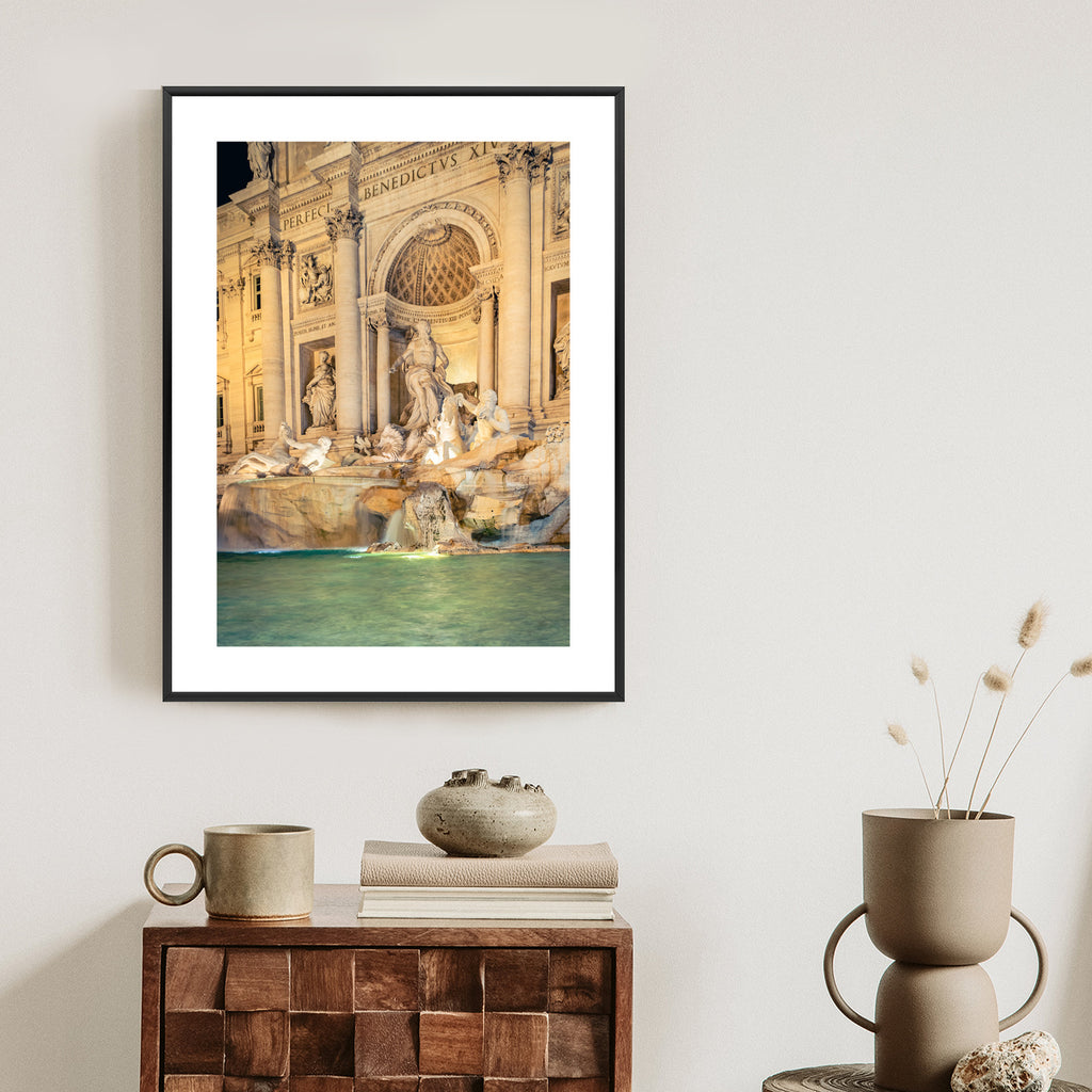 Plakat Fontanna Di Trevi W Rzymie Nocą Rama Aluminiowa Kolor Czarny