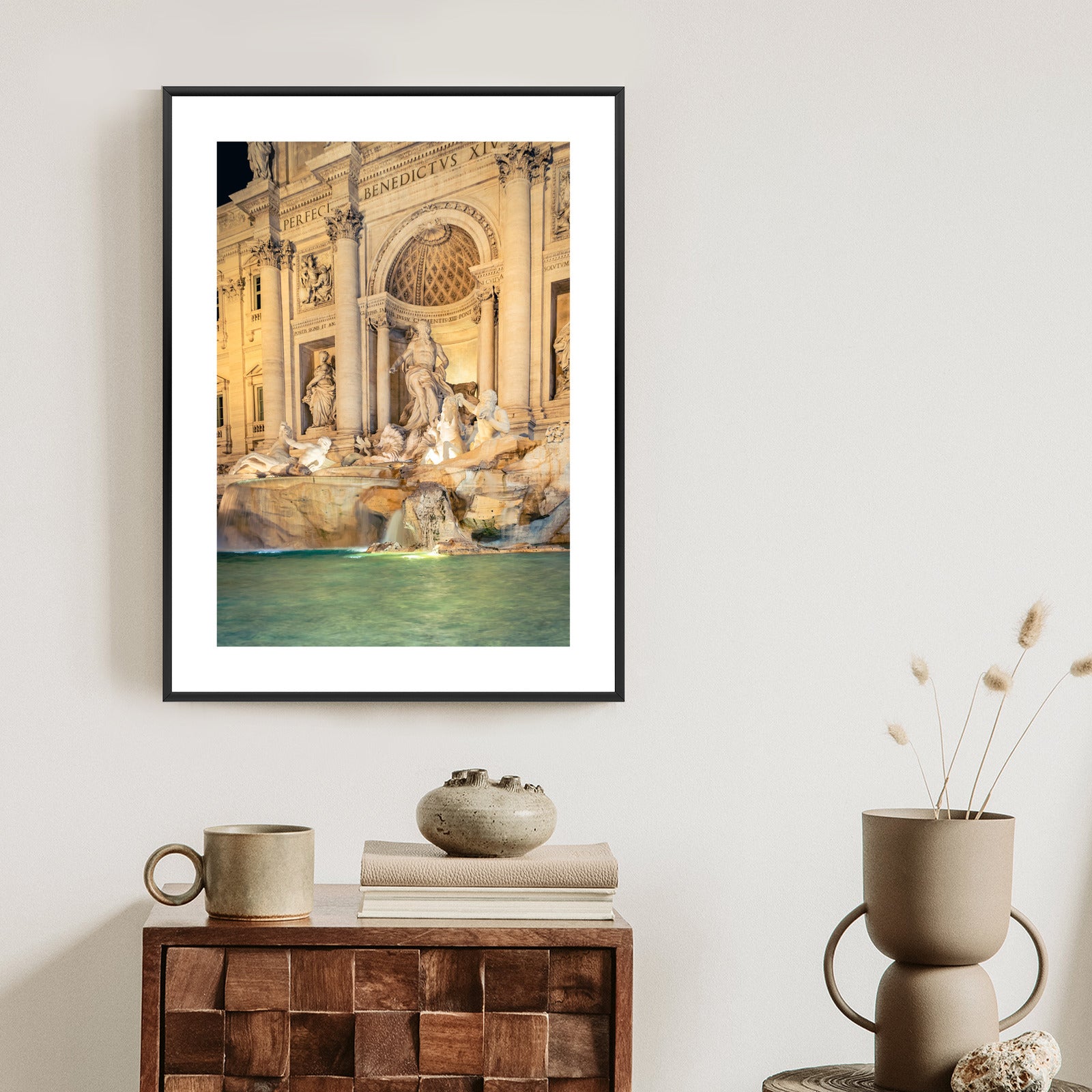 Plakat Fontanna Di Trevi W Rzymie Nocą Rama Aluminiowa Kolor Czarny