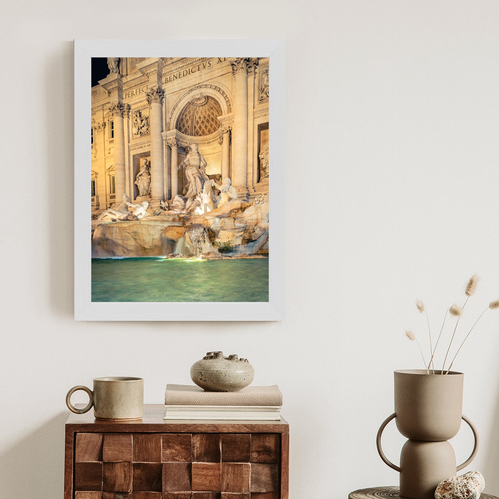 Plakat Fontanna Di Trevi W Rzymie Nocą Rama Aluminiowa Kolor Czarny