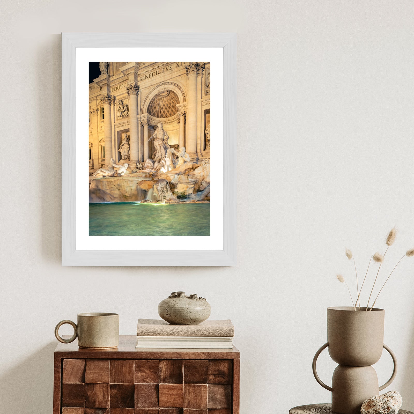 Plakat Fontanna Di Trevi W Rzymie Nocą Rama Aluminiowa Kolor Czarny