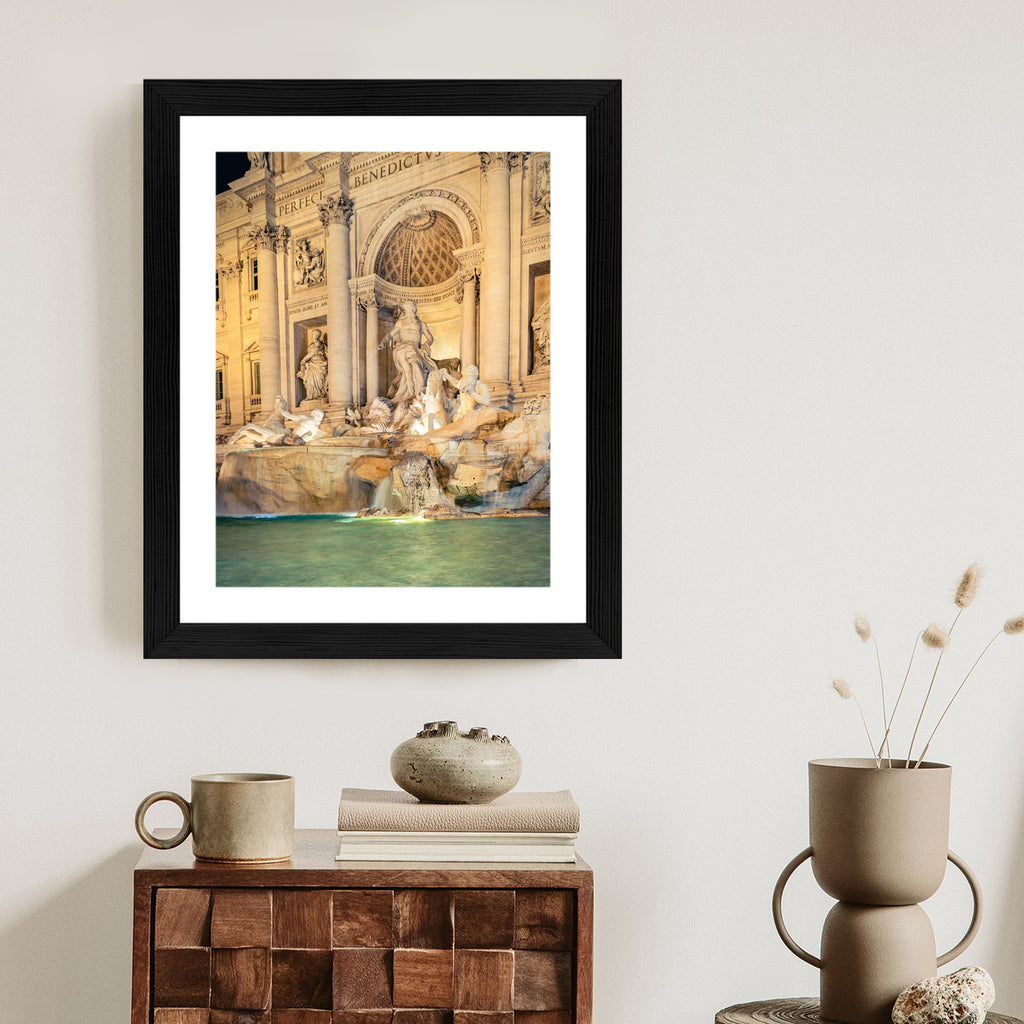 Plakat Fontanna Di Trevi W Rzymie Nocą Rama Aluminiowa Kolor Czarny