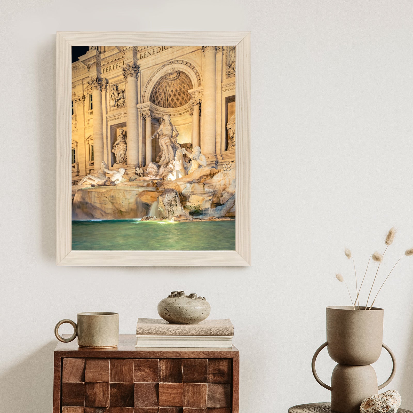 Plakat Fontanna Di Trevi W Rzymie Nocą Rama Aluminiowa Kolor Czarny