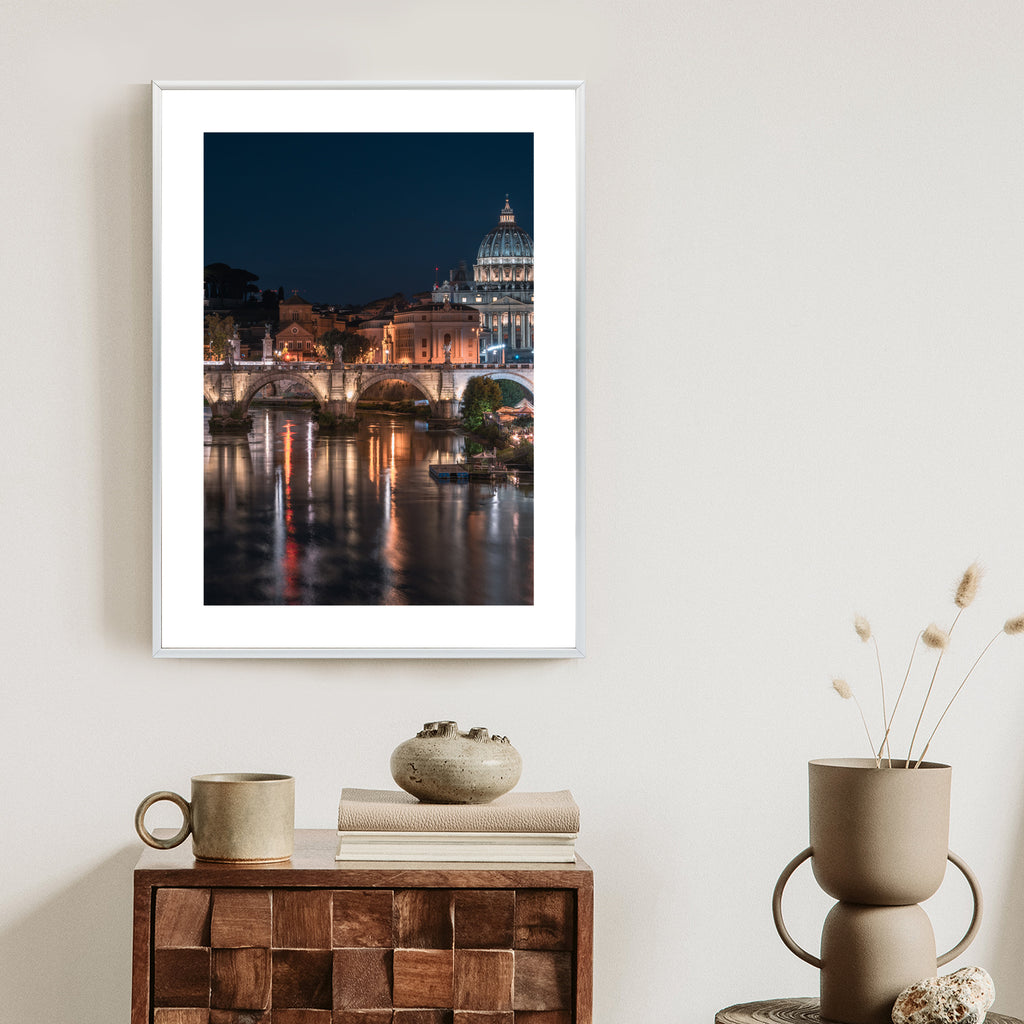 Plakat Tiber Most I Kopuła Watykanu Rama Aluminiowa Kolor Czarny