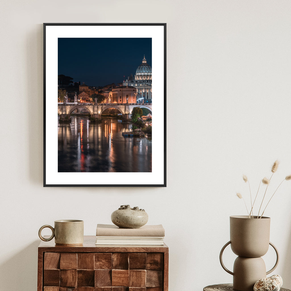 Plakat Tiber Most I Kopuła Watykanu Rama Aluminiowa Kolor Czarny