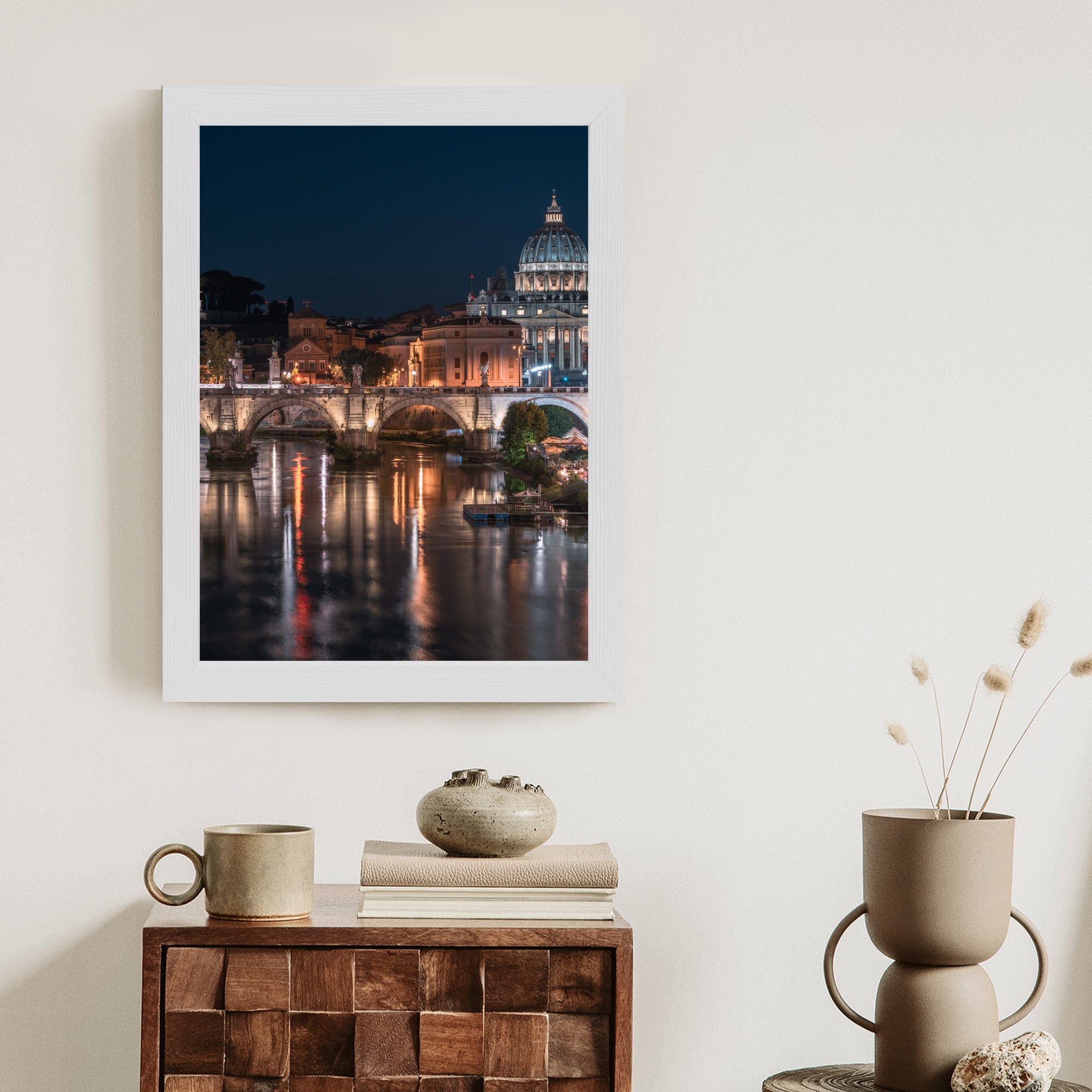 Plakat Tiber Most I Kopuła Watykanu Rama Aluminiowa Kolor Czarny