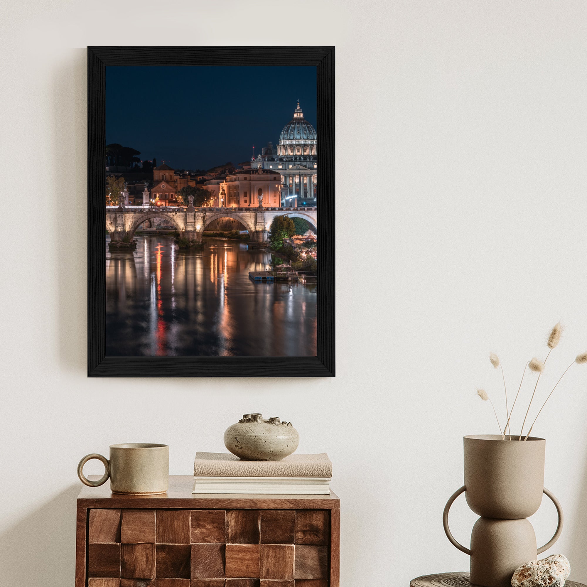 Plakat Tiber Most I Kopuła Watykanu Rama Aluminiowa Kolor Czarny