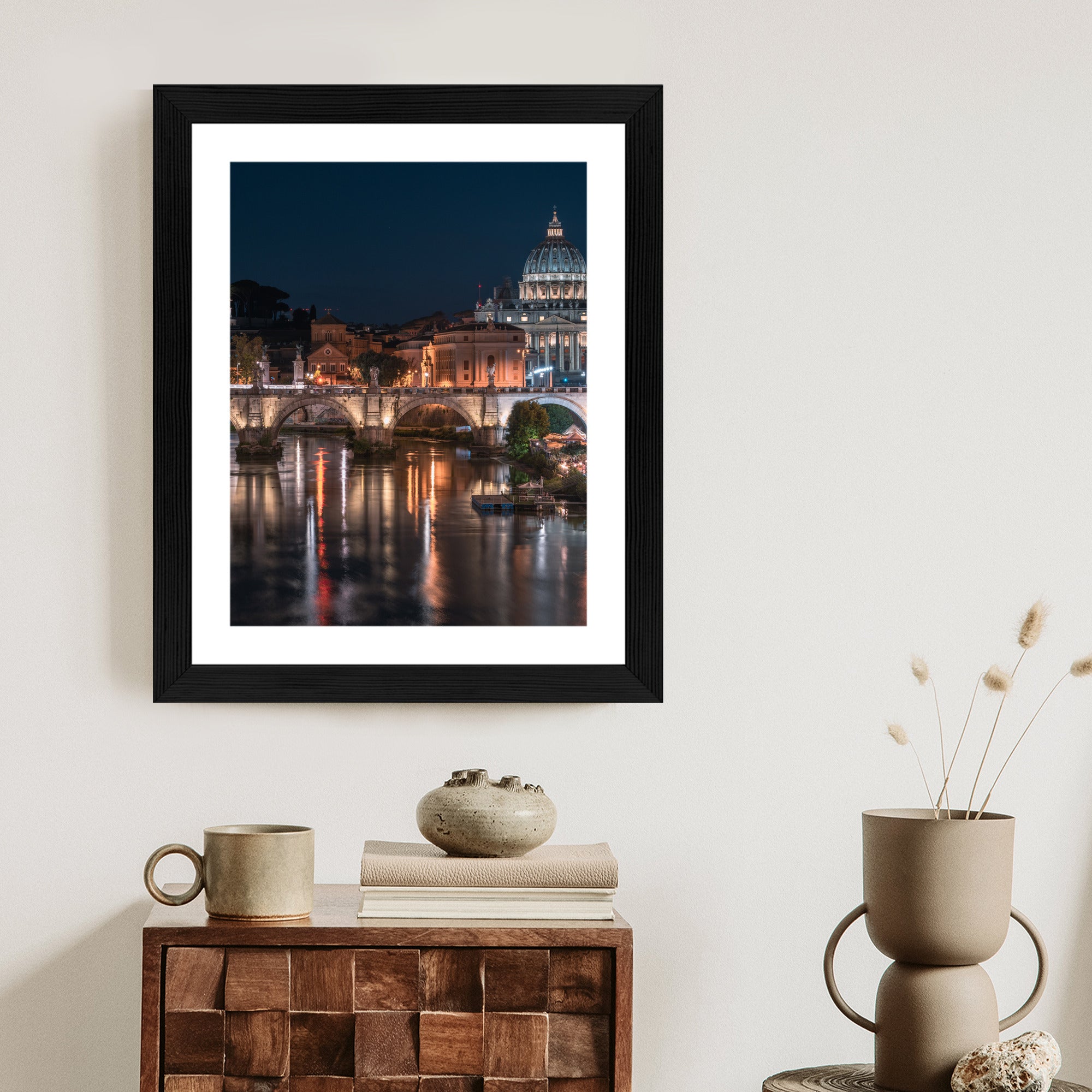 Plakat Tiber Most I Kopuła Watykanu Rama Aluminiowa Kolor Czarny
