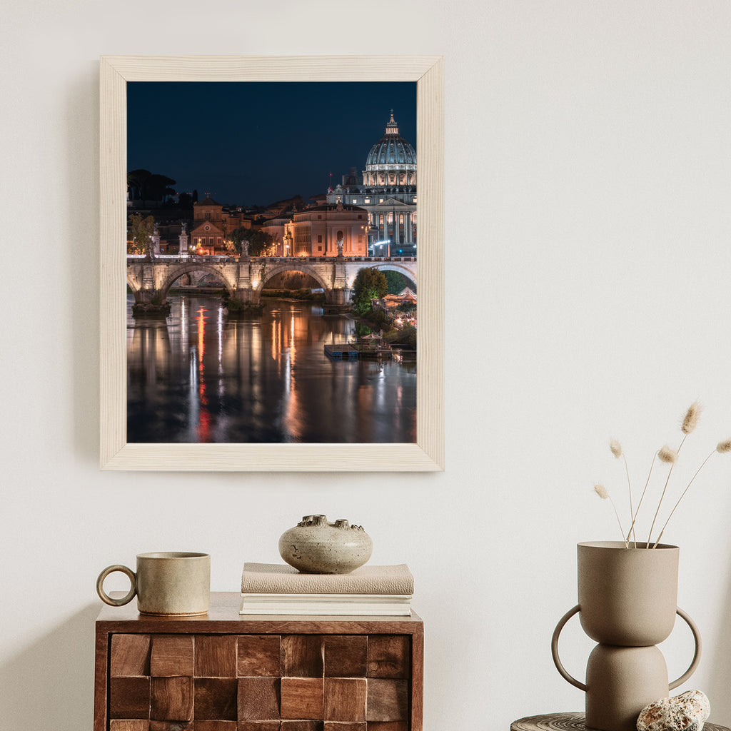 Plakat Tiber Most I Kopuła Watykanu Rama Aluminiowa Kolor Czarny